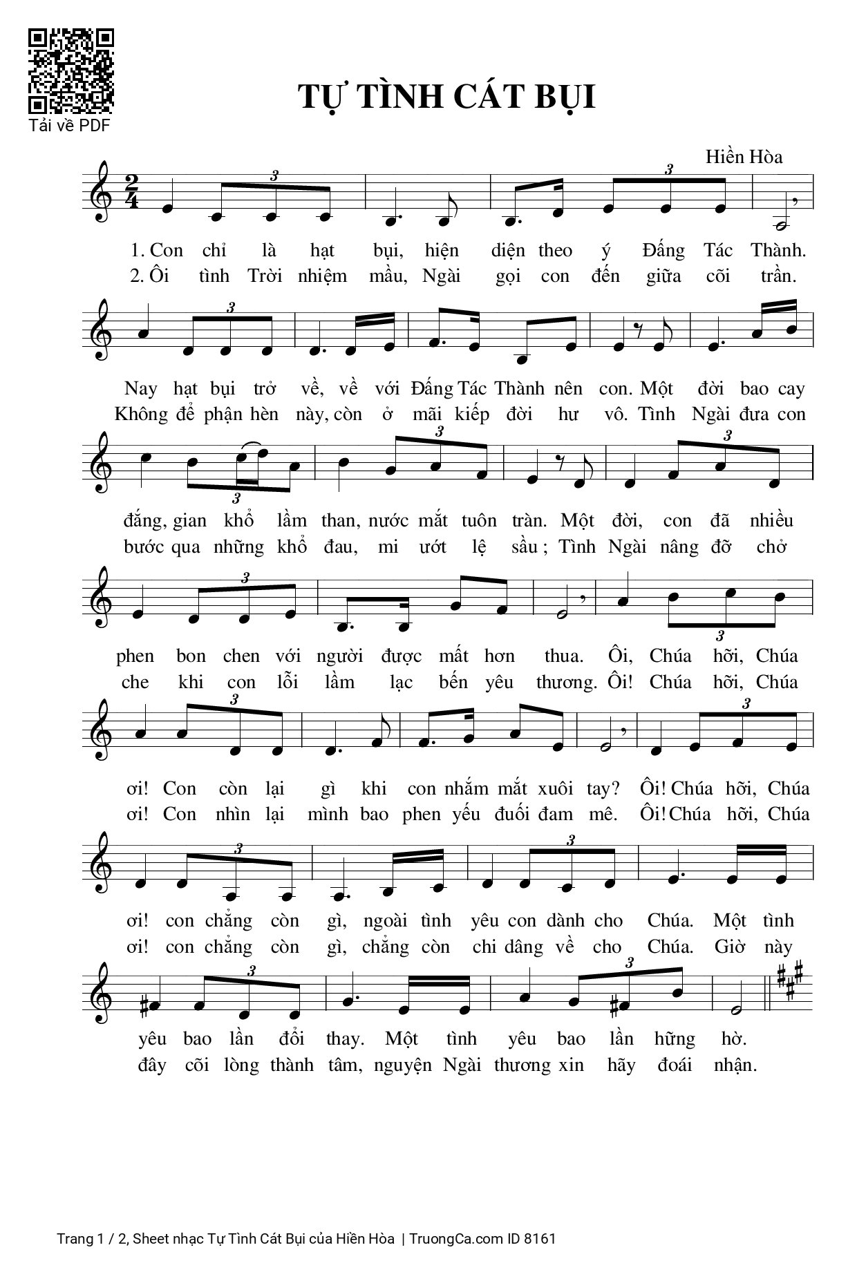 Sheet PDF of Tự Tình Cát Bụi