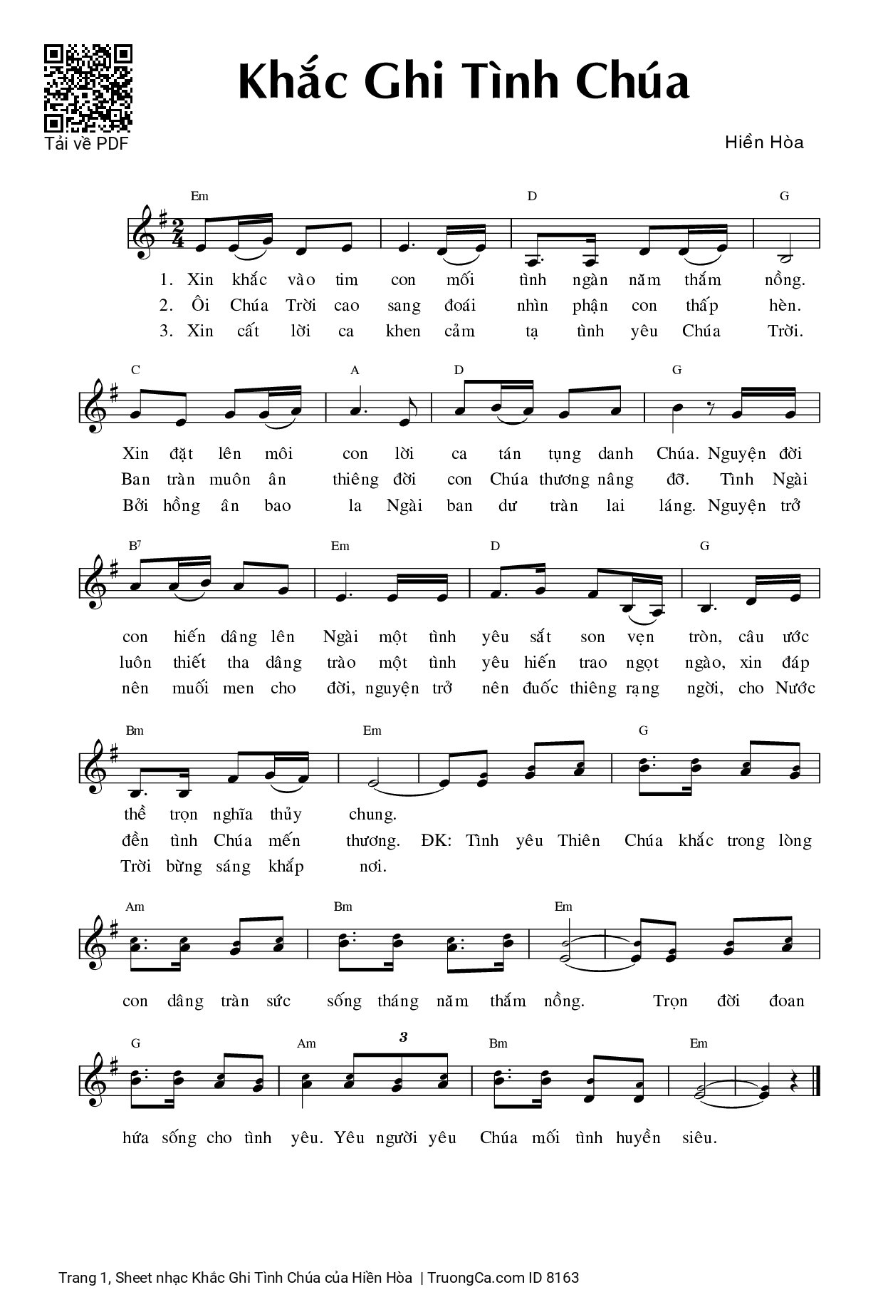 Sheet PDF of Khắc Ghi Tình Chúa