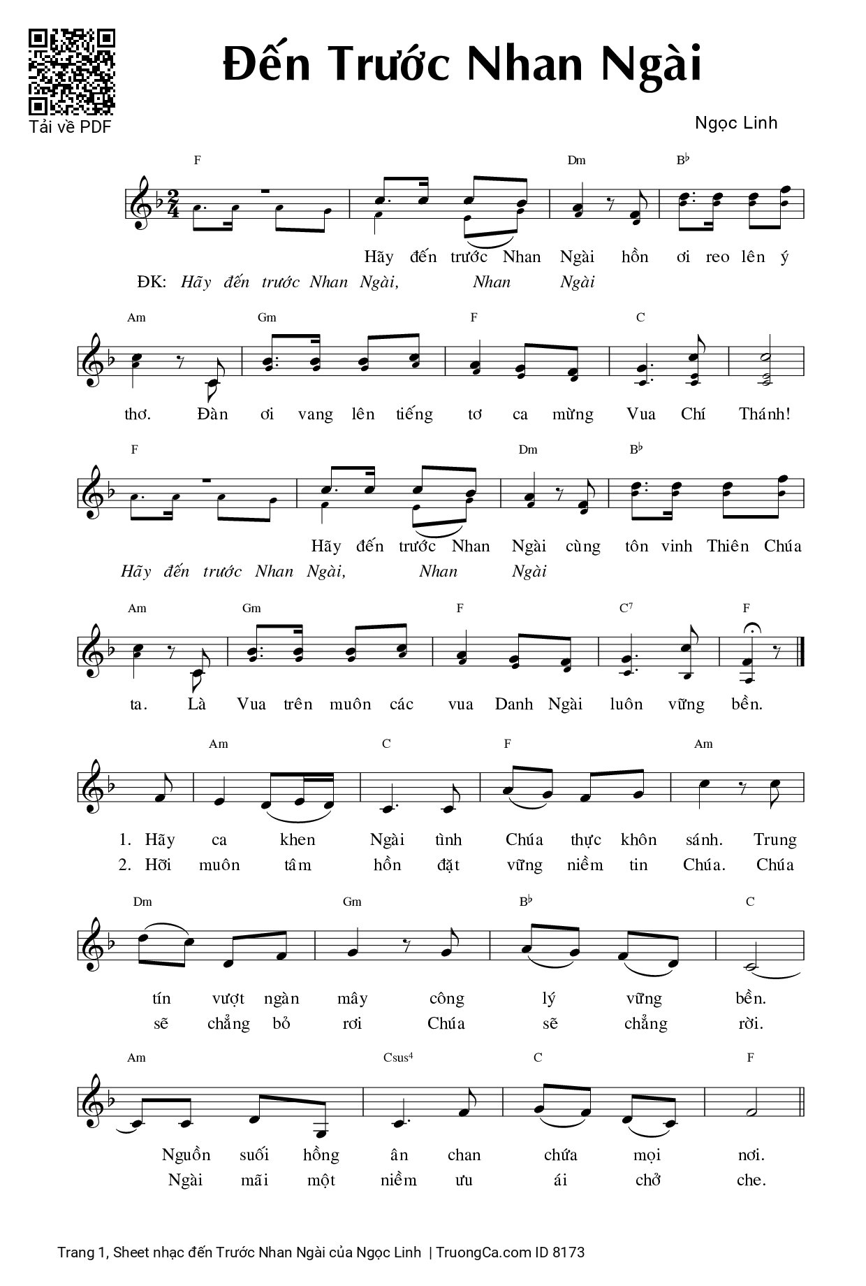 Sheet PDF of đến Trước Nhan Ngài