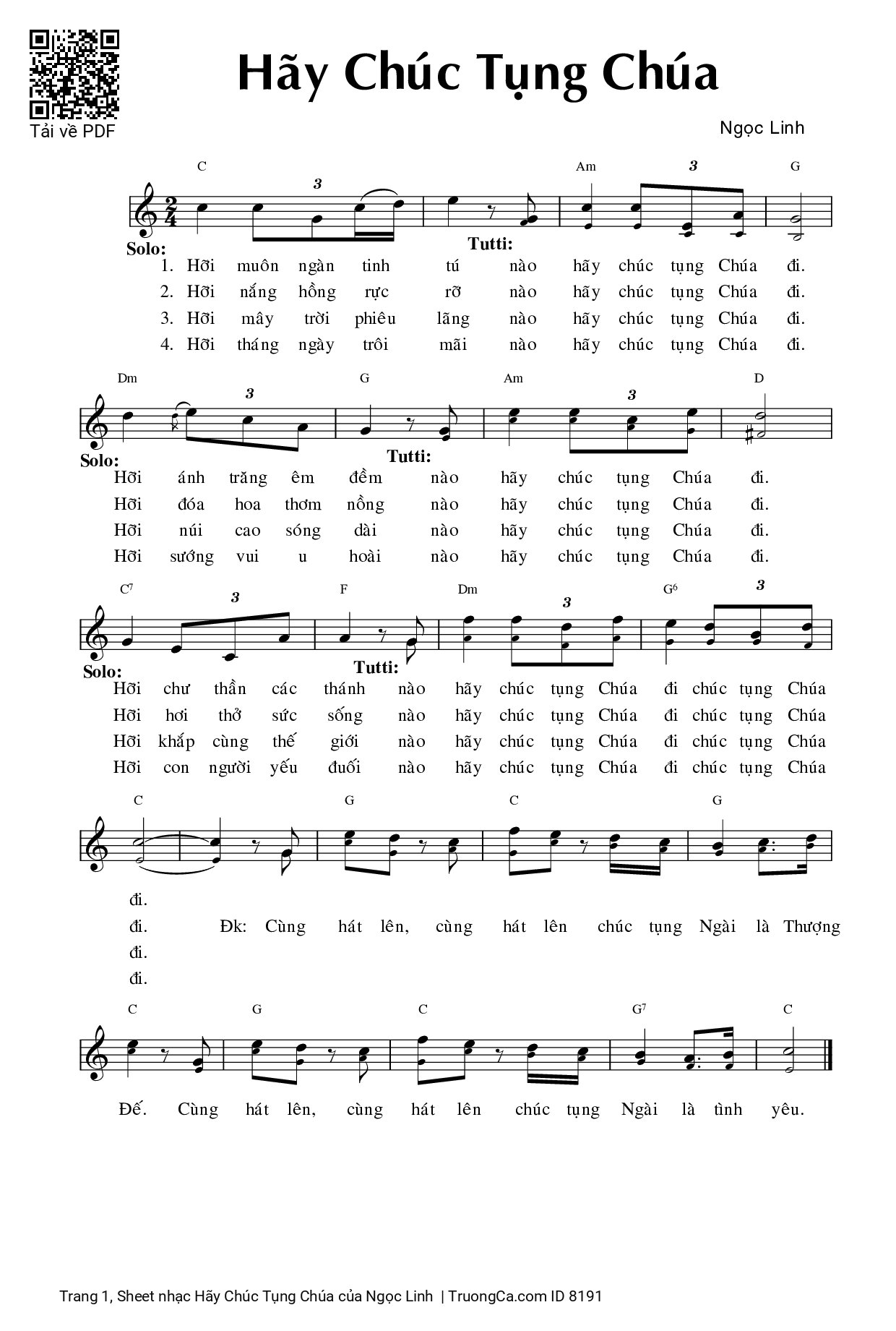 Sheet PDF of Hãy Chúc Tụng Chúa