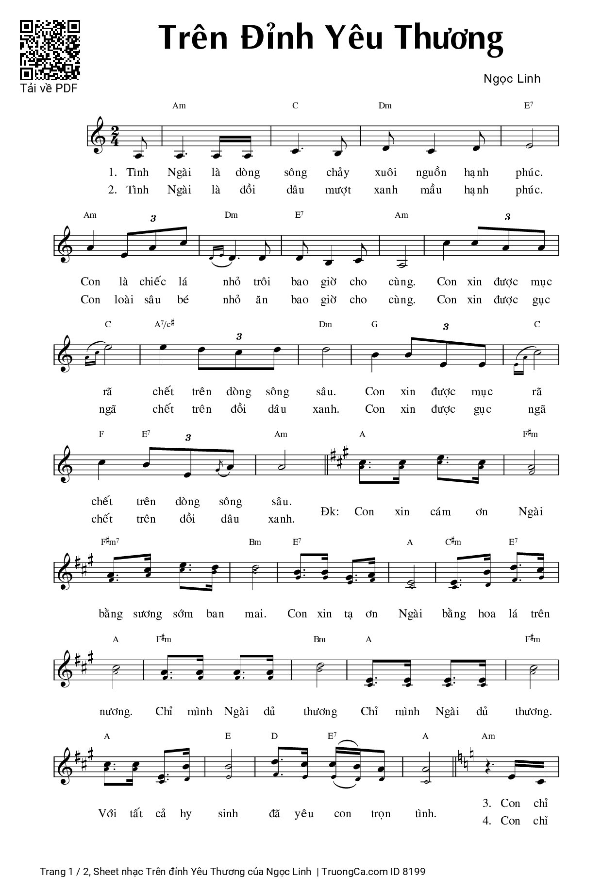 Sheet PDF of Trên đỉnh Yêu Thương