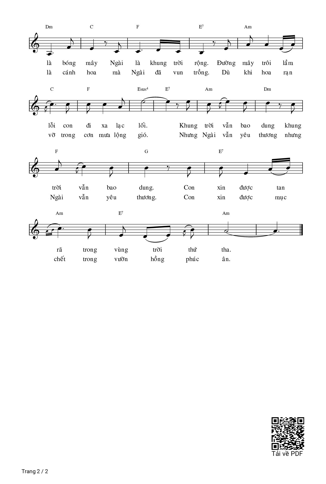 Page 2 of Sheet music PDF Trên đỉnh Yêu Thương - Ngọc Linh