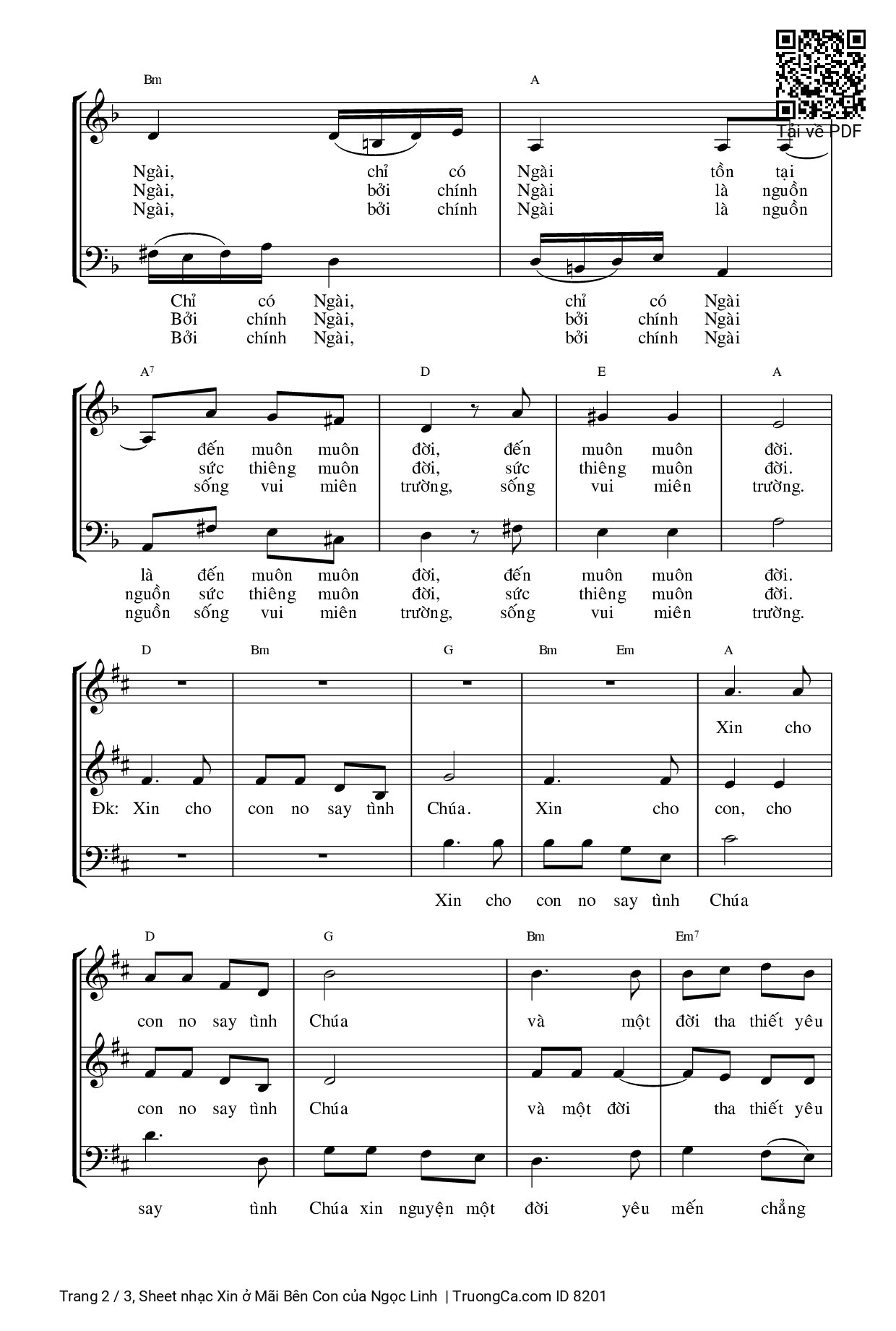 Page 2 of Sheet music PDF Xin ở Mãi Bên Con - Ngọc Linh