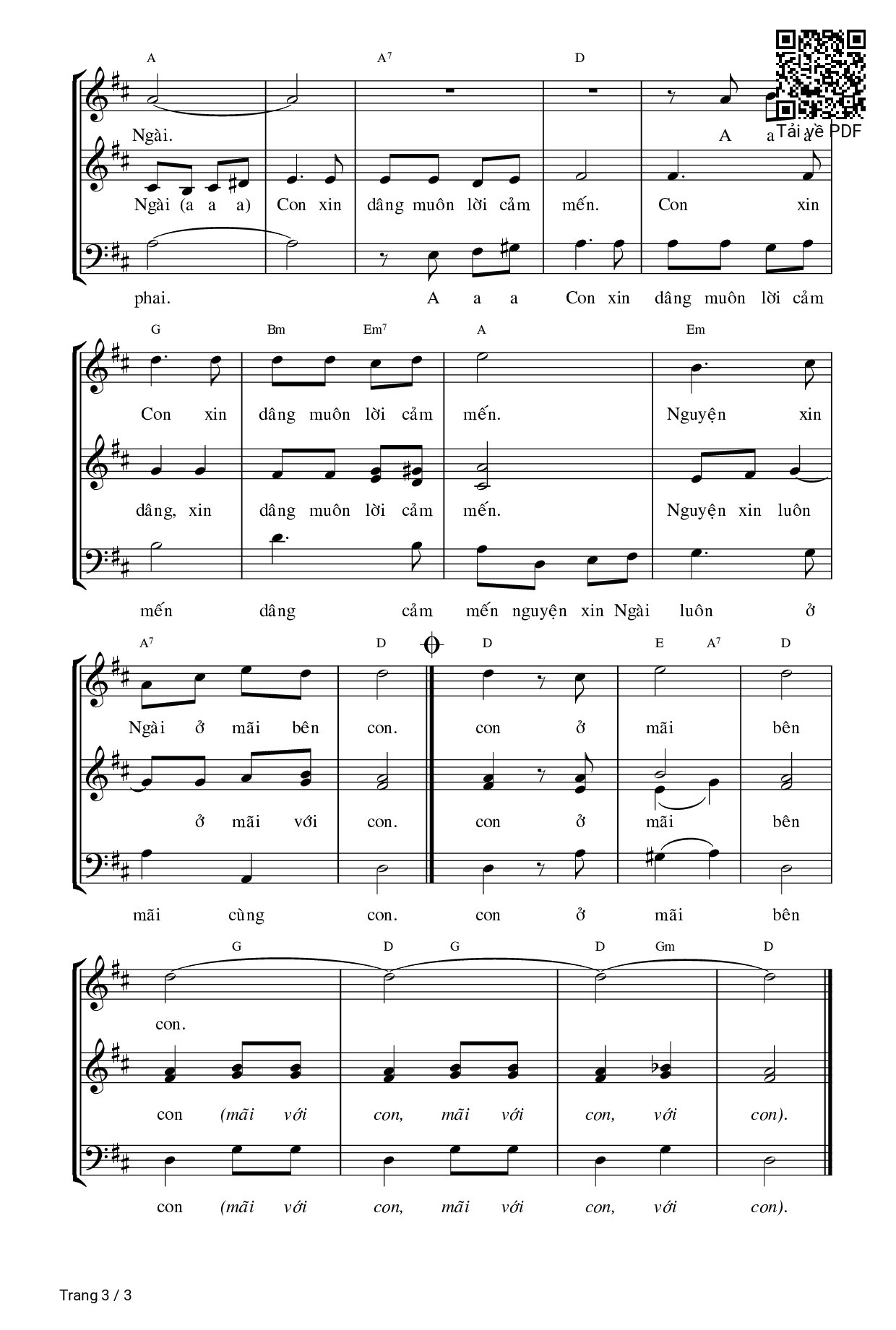 Page 3 of Sheet music PDF Xin ở Mãi Bên Con - Ngọc Linh