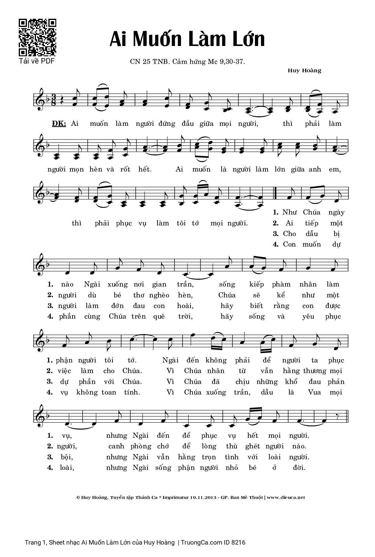 Sheet PDF of Ai Muốn Làm Lớn