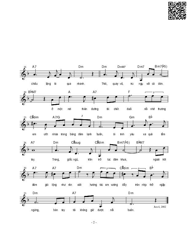 Page 2 of Sheet music PDF Chia tay - Nguyên Bích