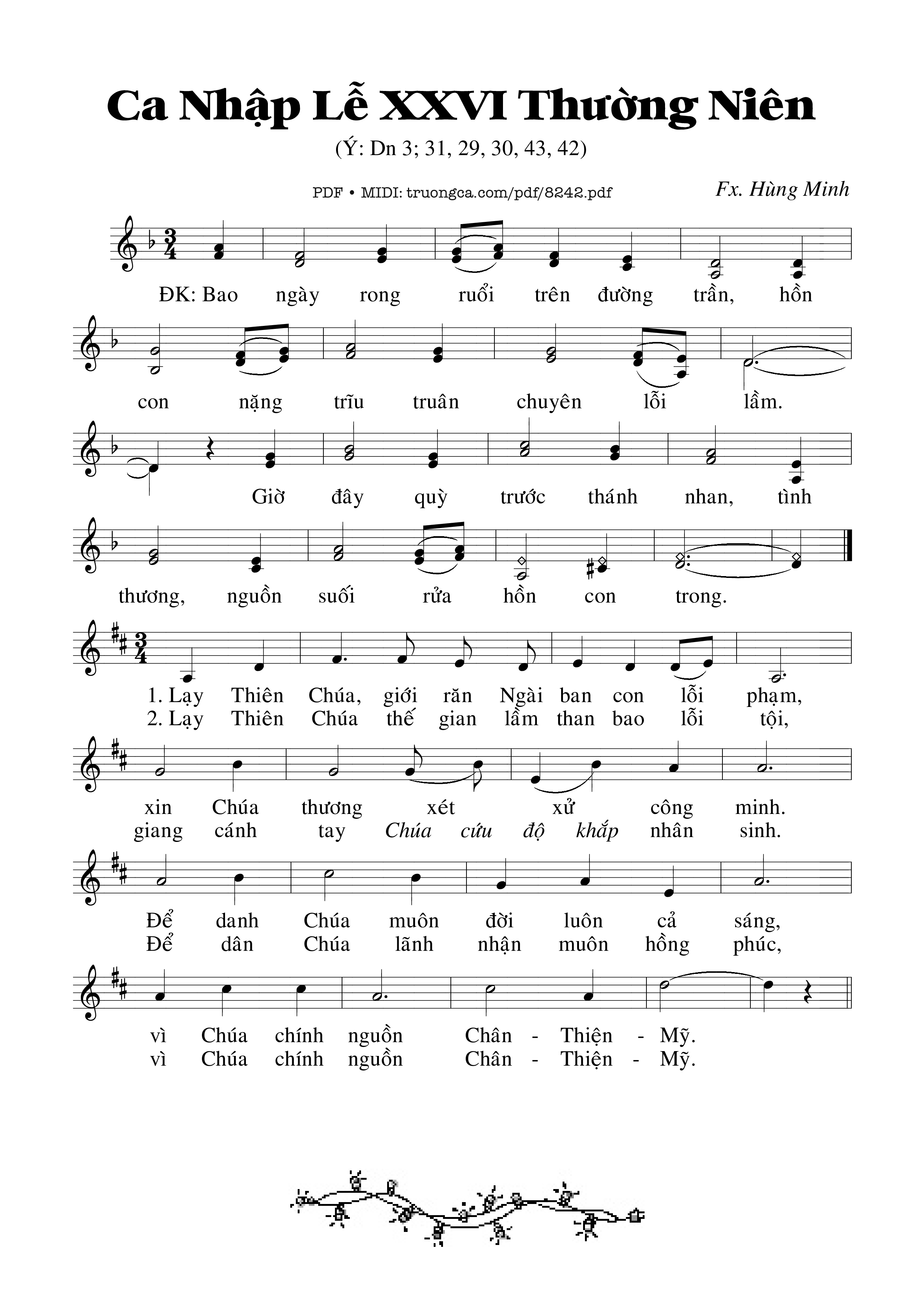 Sheet PDF of Ca Nhập Lễ 26 Thường Niên (dn. 3)