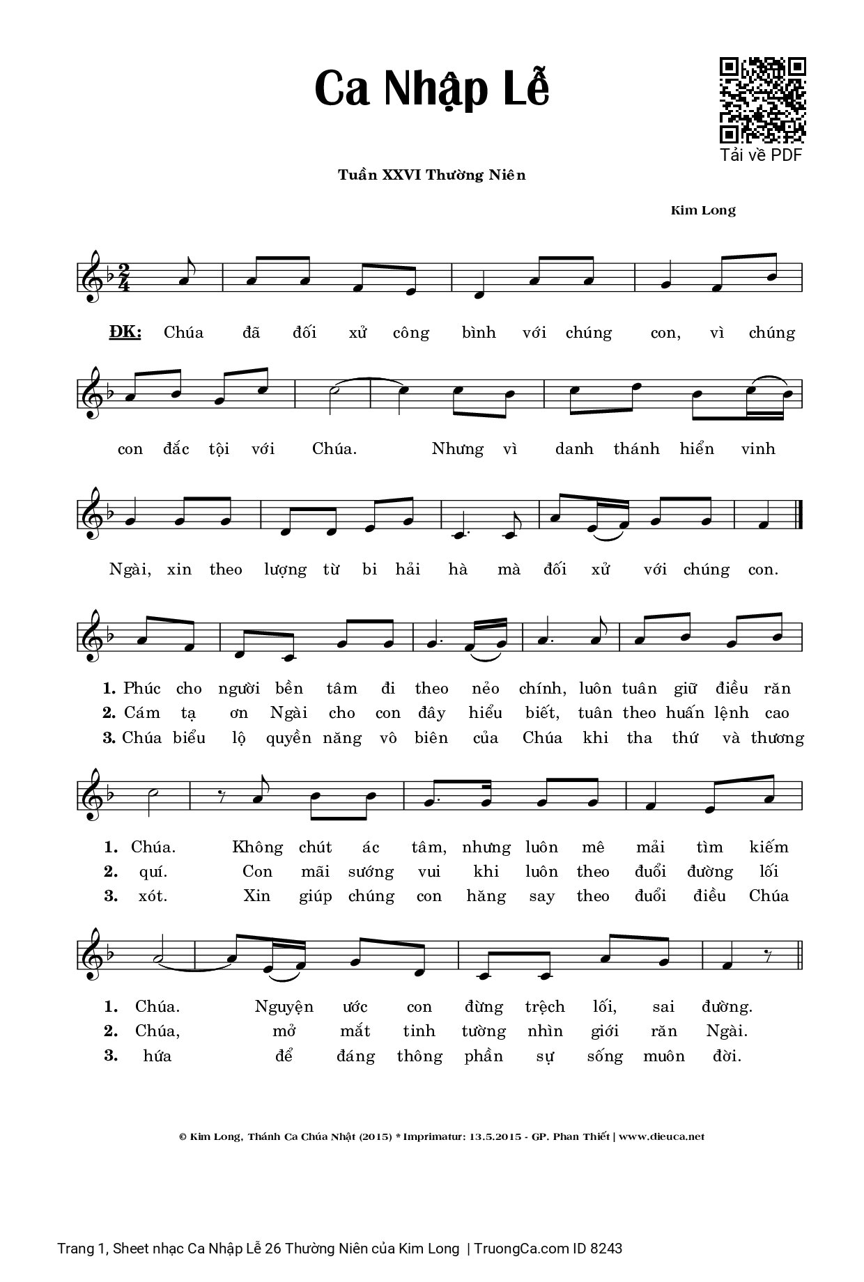 Chúa đã đối xử công bình với chúng con, Trang 1