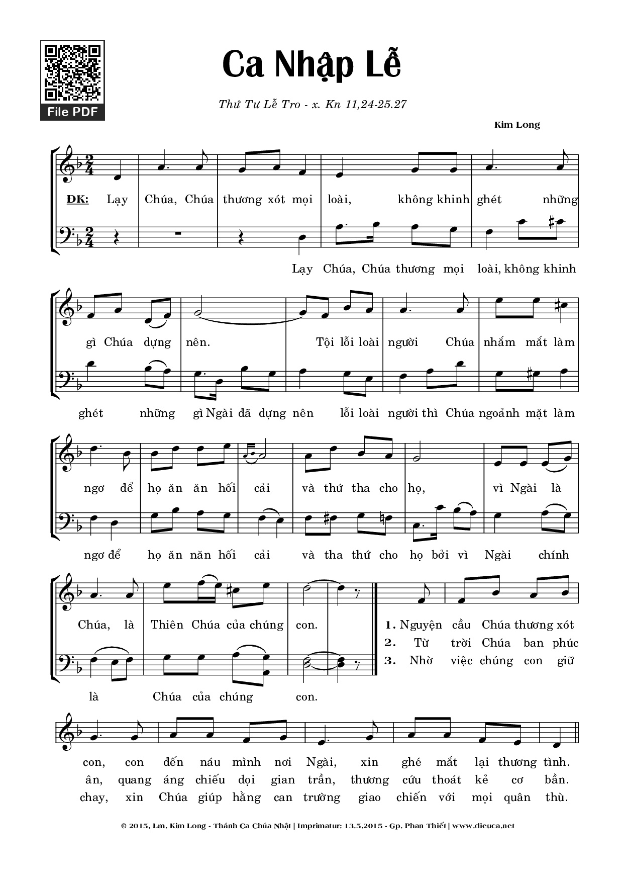 Sheet PDF of Ca Nhập Lễ (lễ Tro)