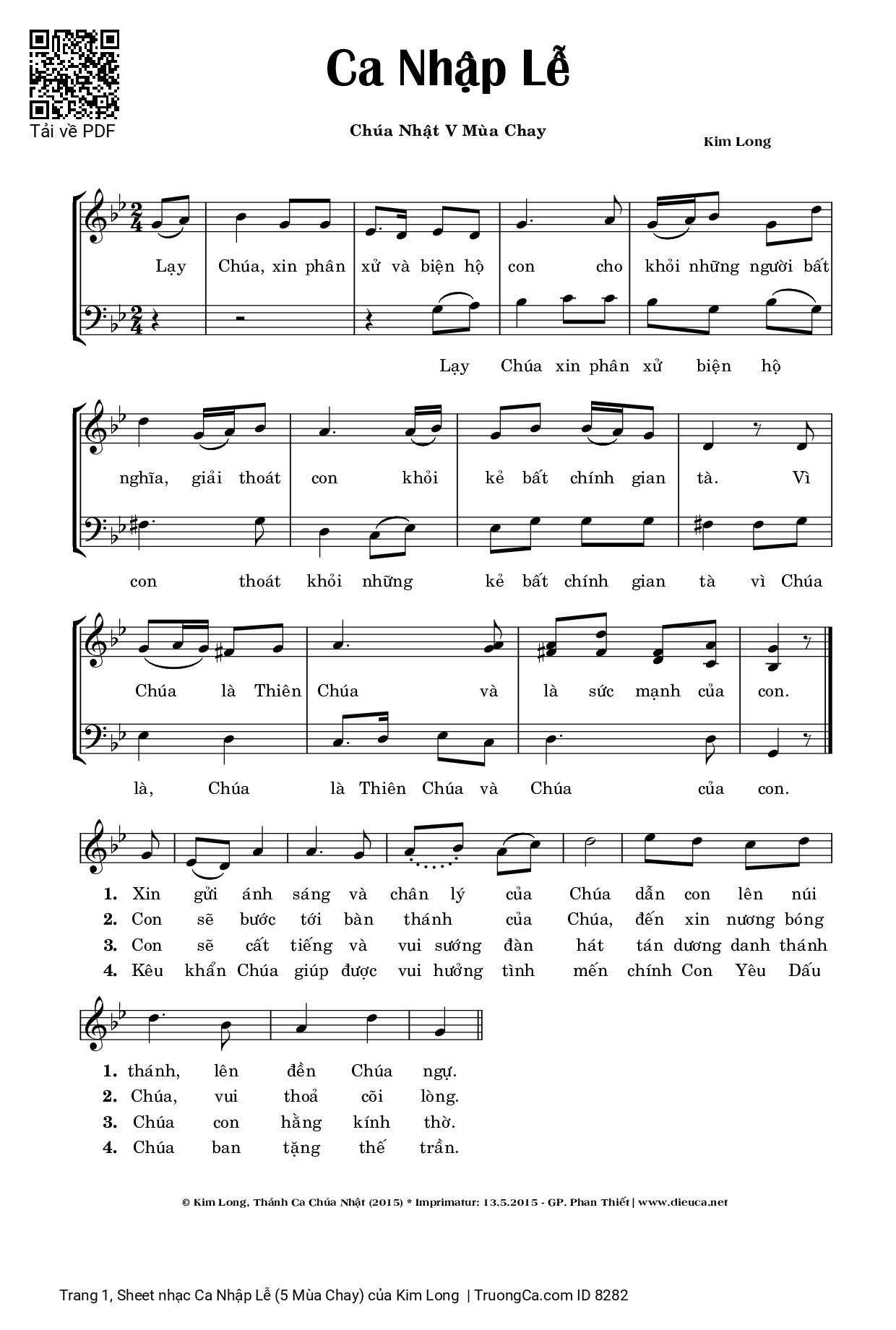 Sheet PDF of Ca Nhập Lễ (5 Mùa Chay)