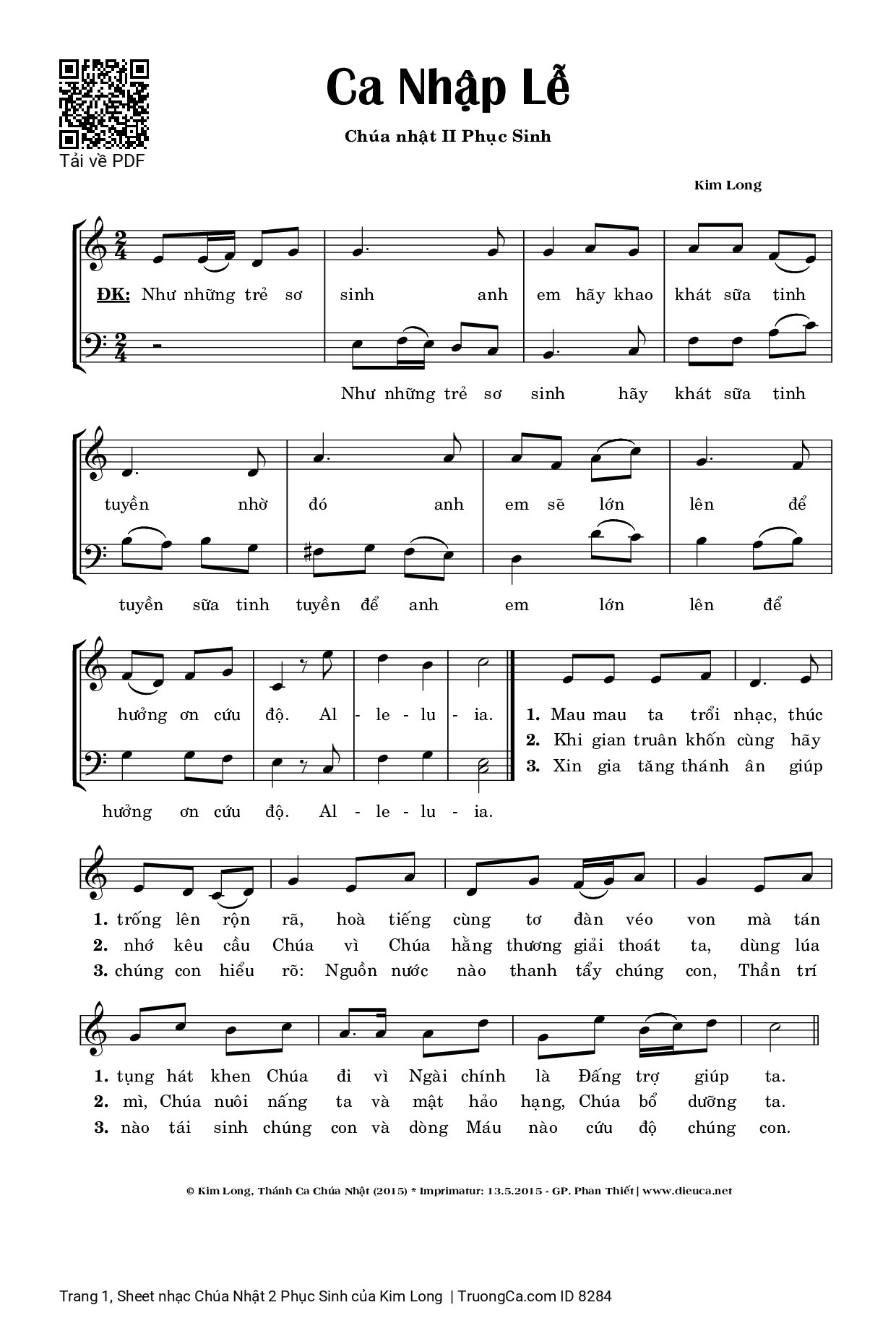 Sheet PDF of Chúa Nhật 2 Phục Sinh