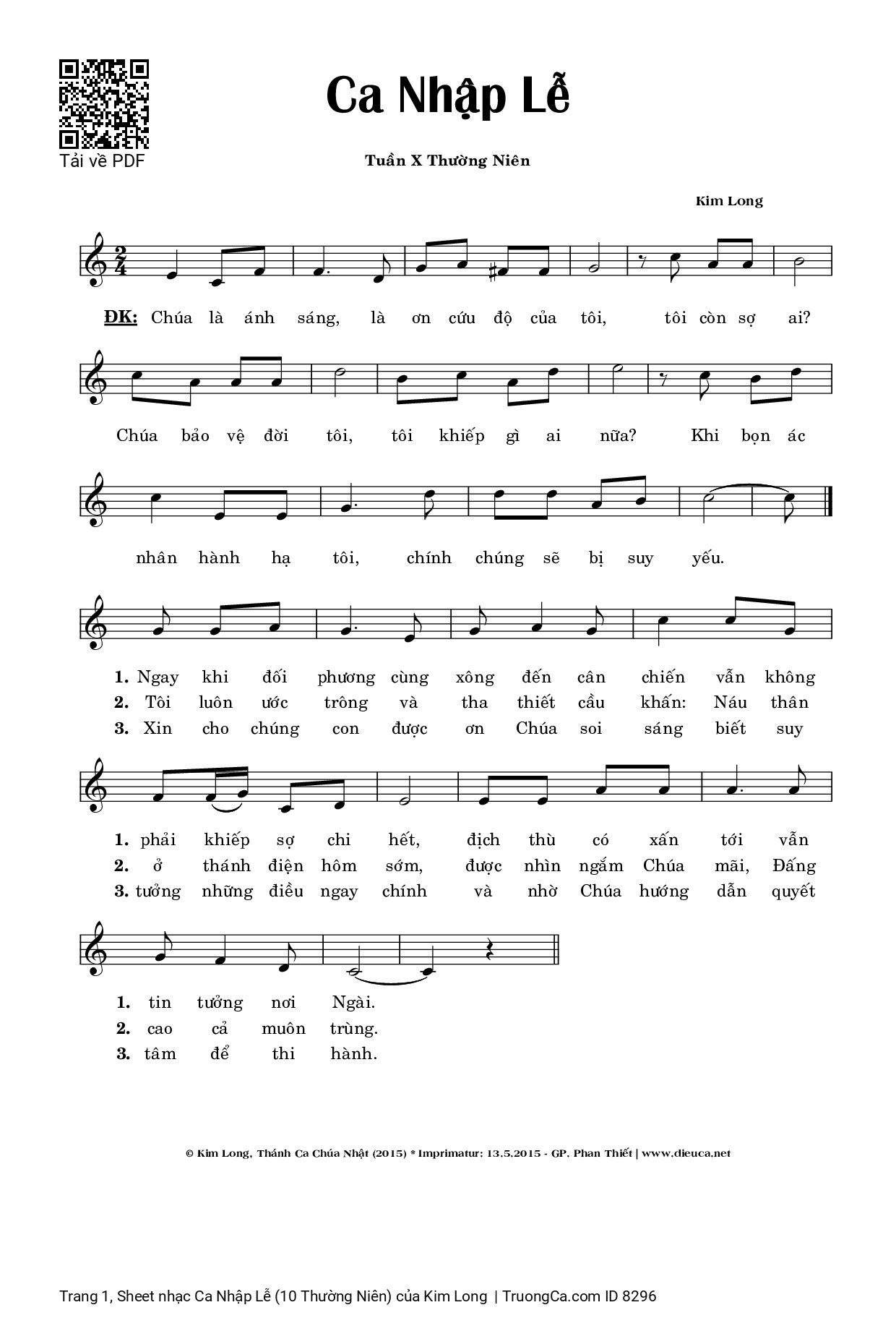 Chúa là ánh sáng là ơn cứu độ của tôi, Trang 1