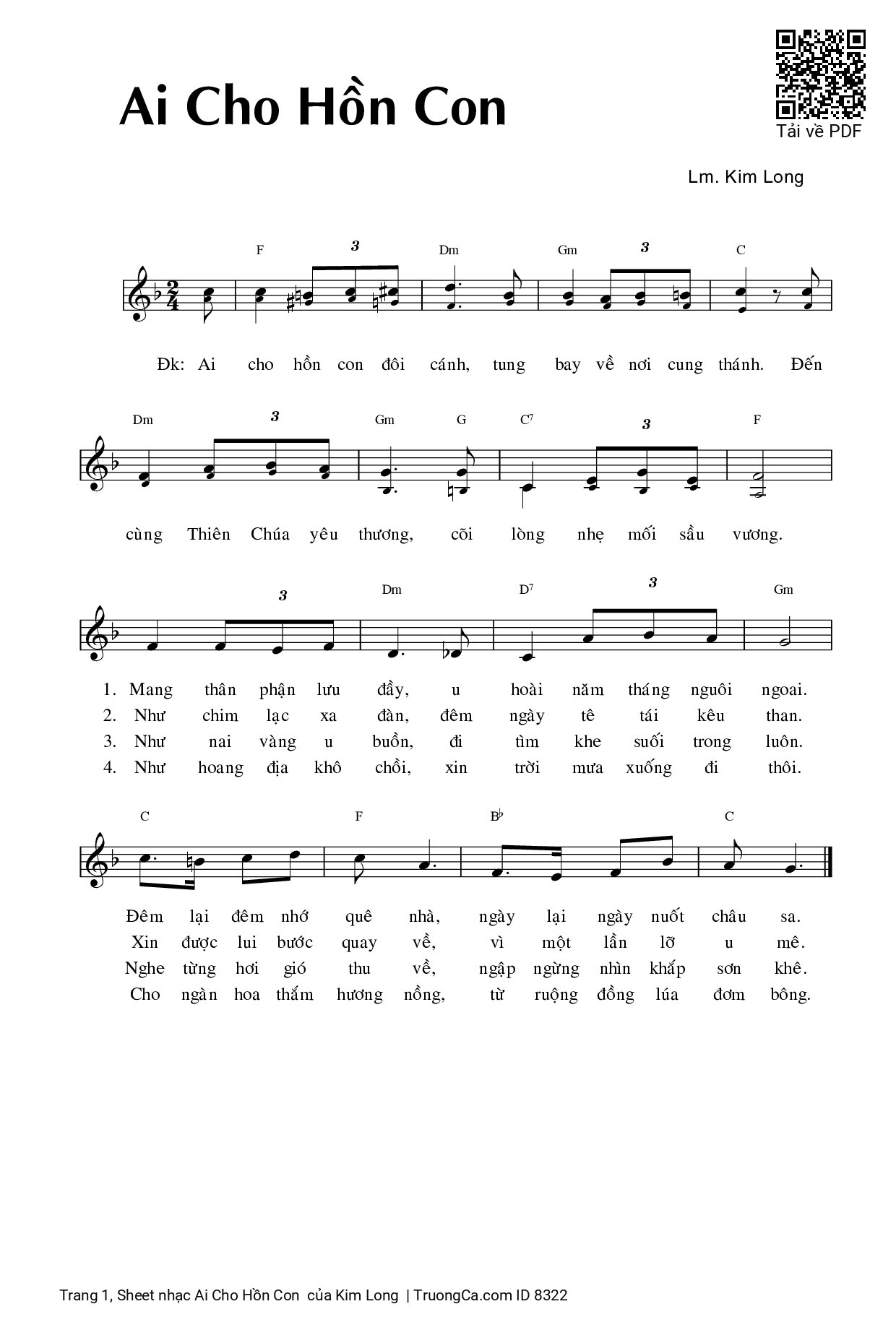 Sheet PDF of Ai Cho Hồn Con 