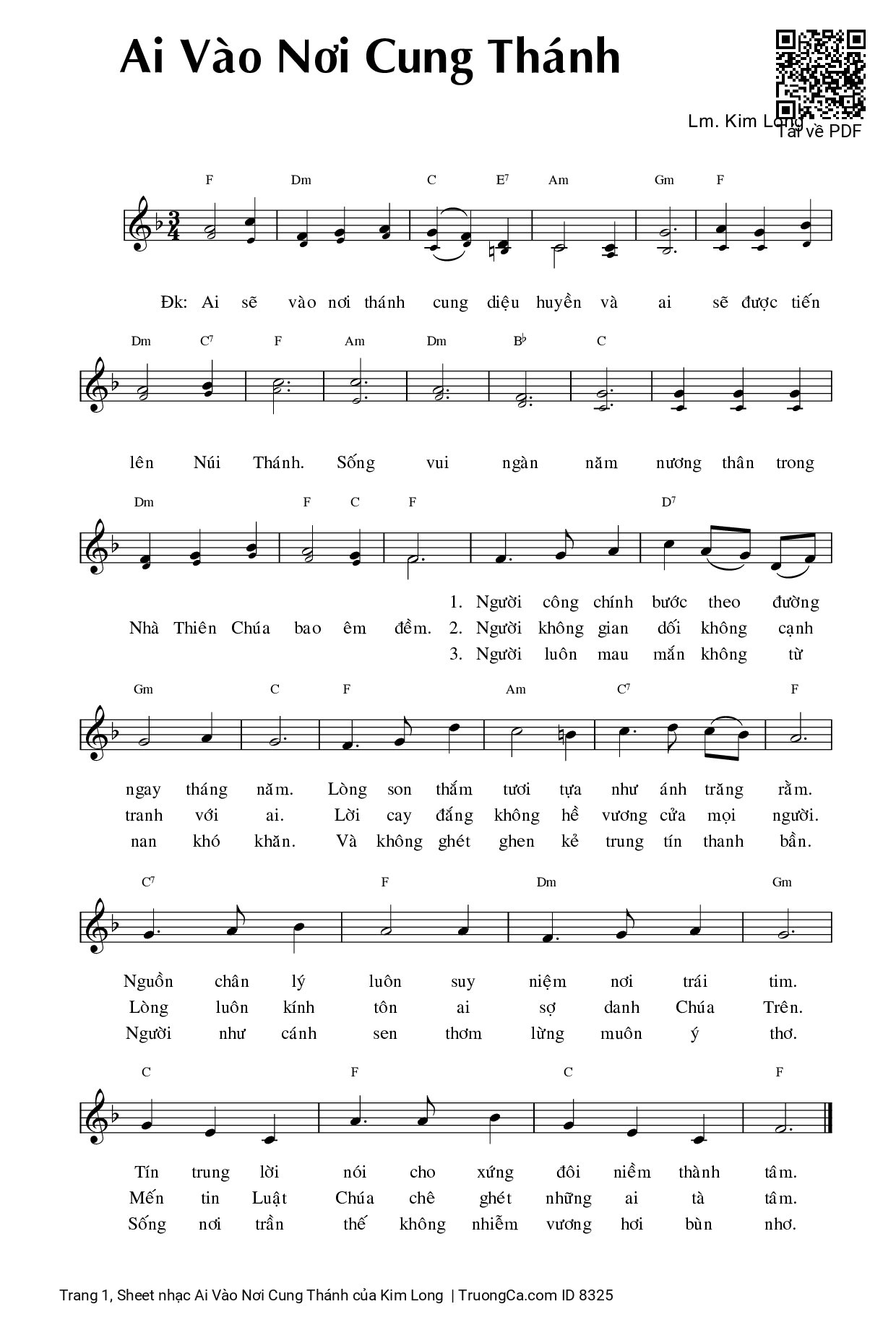 Sheet PDF of Ai Vào Nơi Cung Thánh