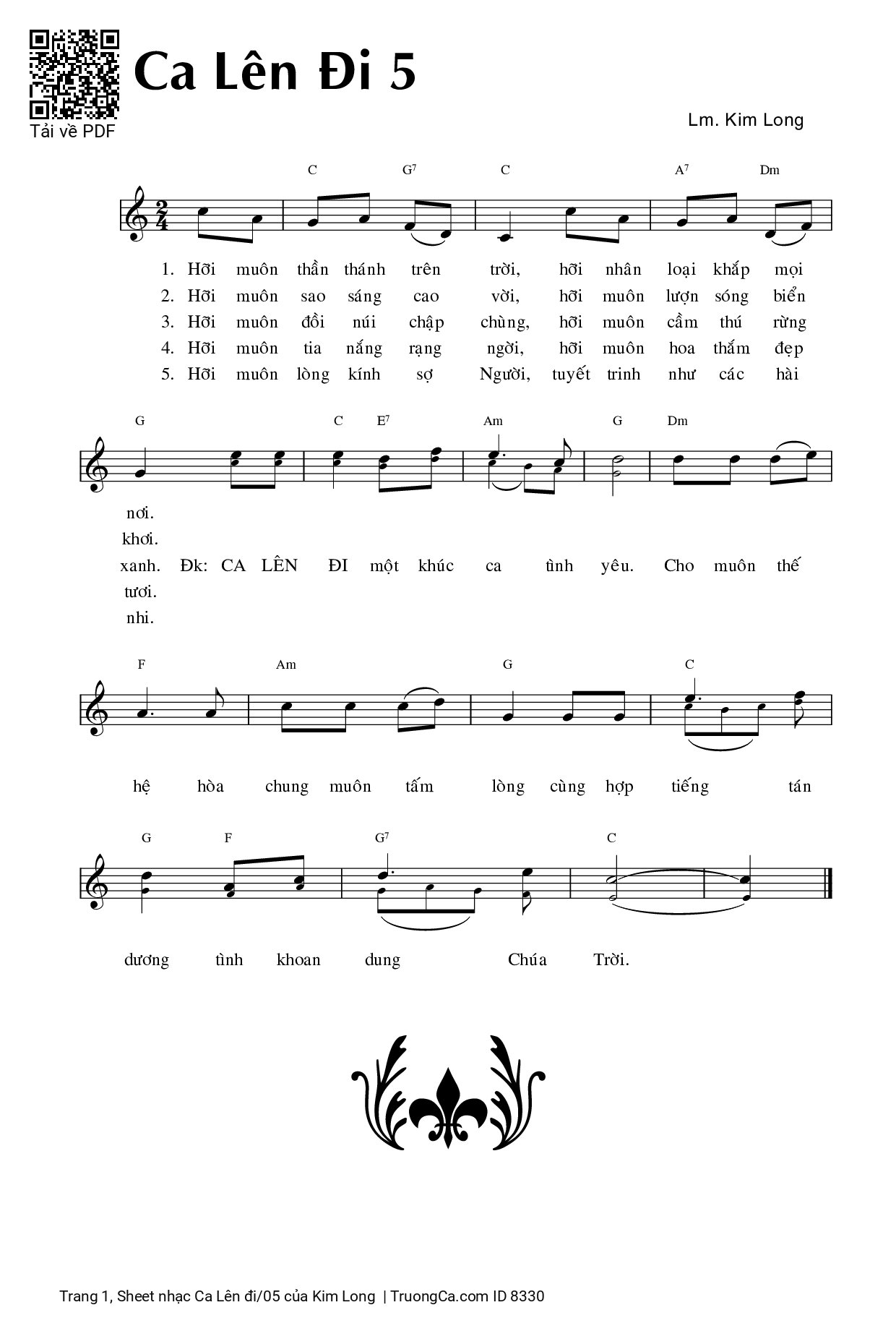 Page 1 of Sheet music PDF Ca Lên đi/05 - Kim Long