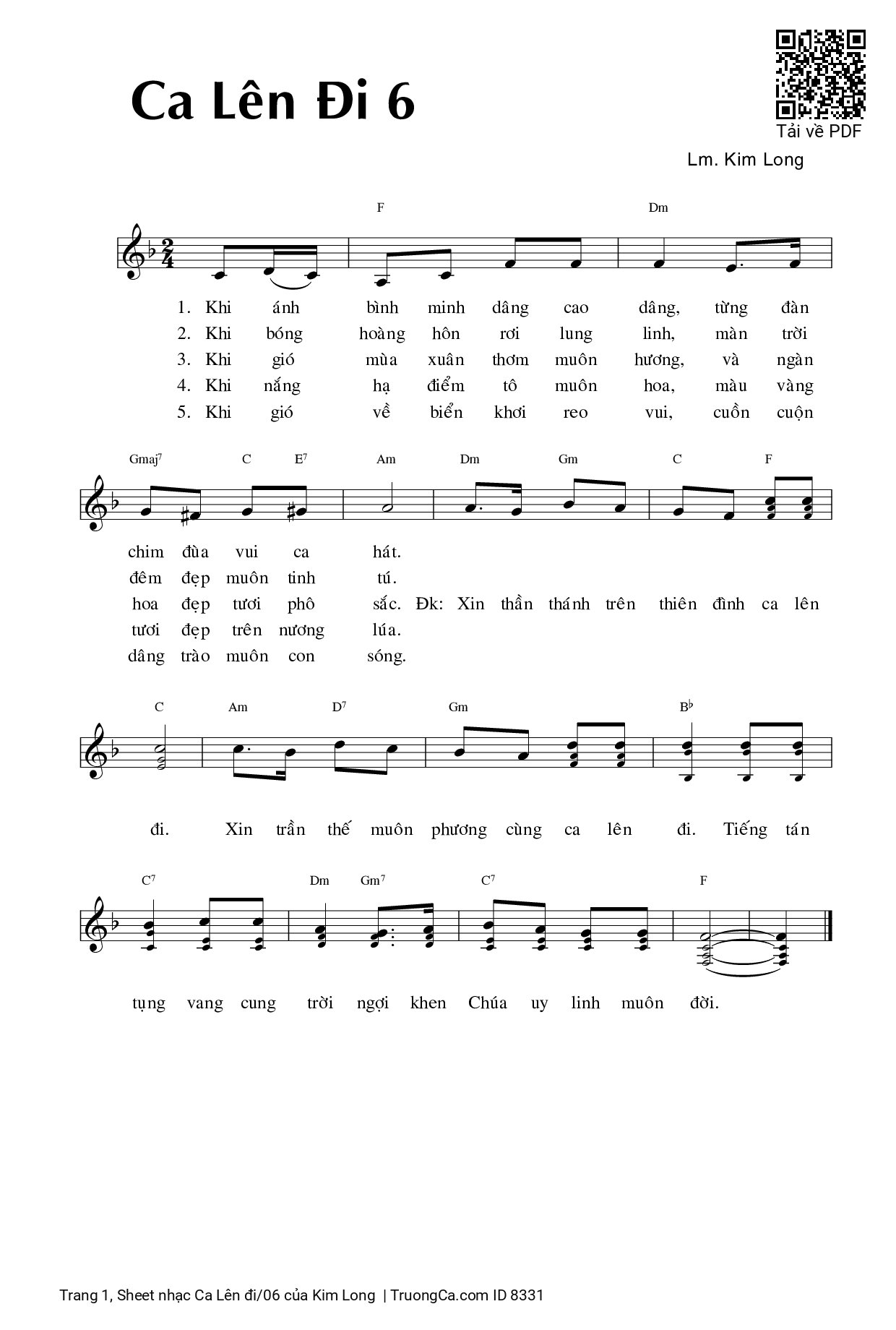 Page 1 of Sheet music PDF Ca Lên đi/06 - Kim Long