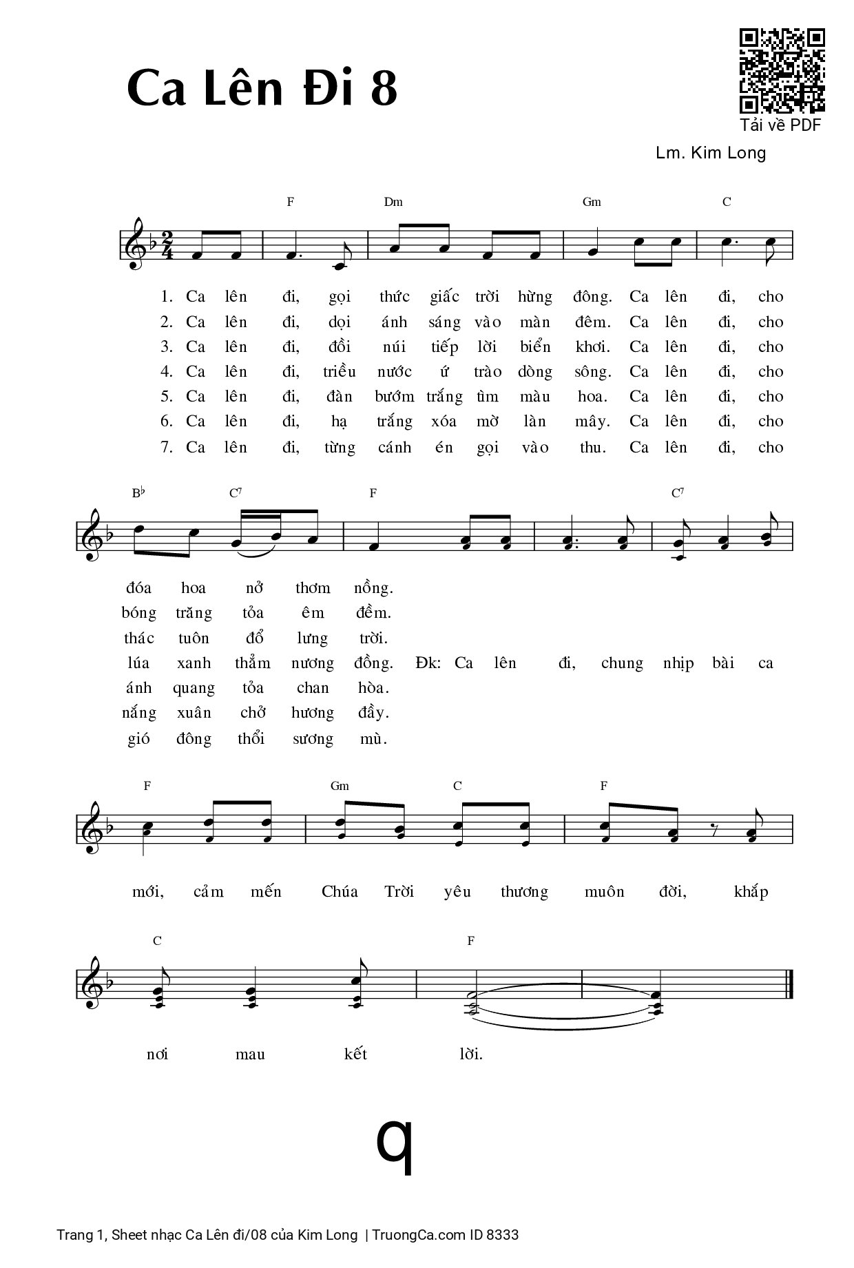 Page 1 of Sheet music PDF Ca Lên đi 8 - Kim Long
