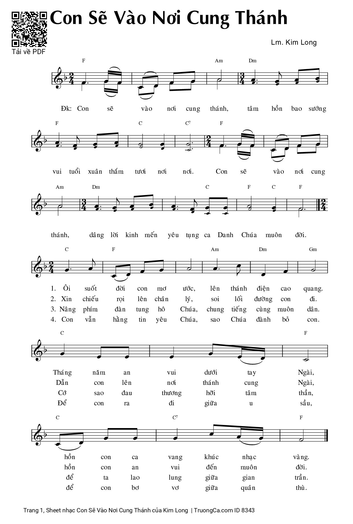 Sheet PDF of Con Sẽ Vào Nơi Cung Thánh