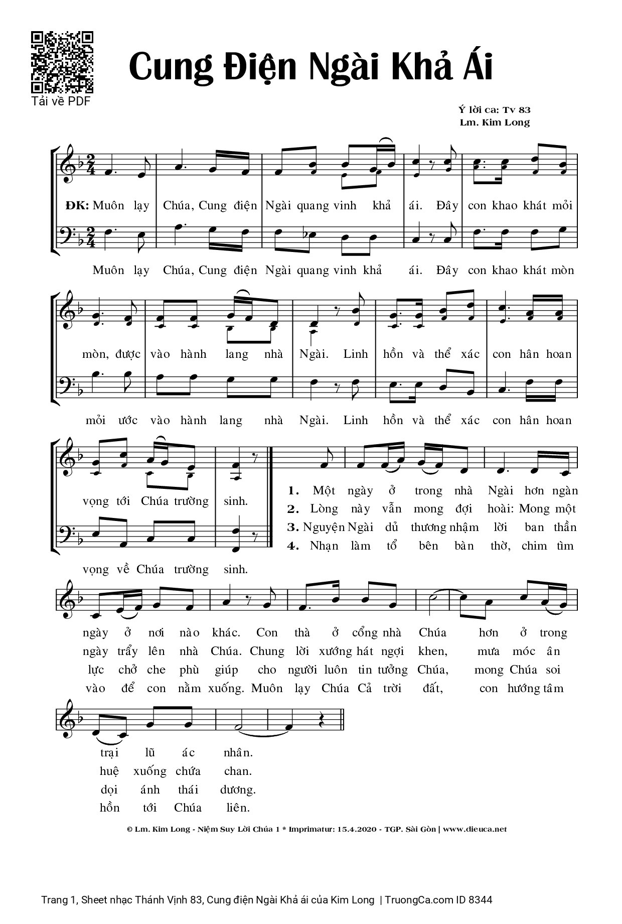 Sheet PDF of Thánh Vịnh 83, Cung điện Ngài Khả ái