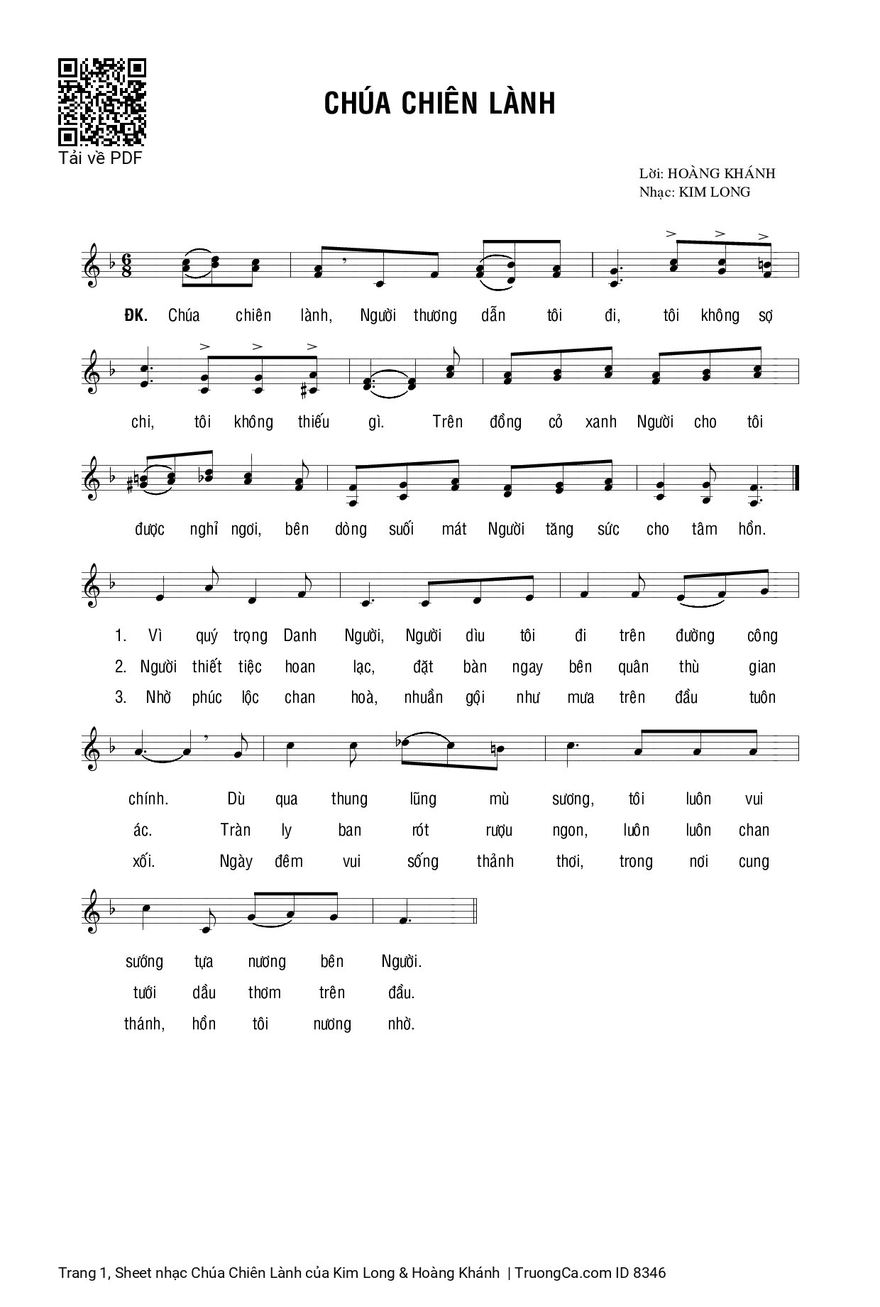 Sheet PDF of Chúa Chiên Lành