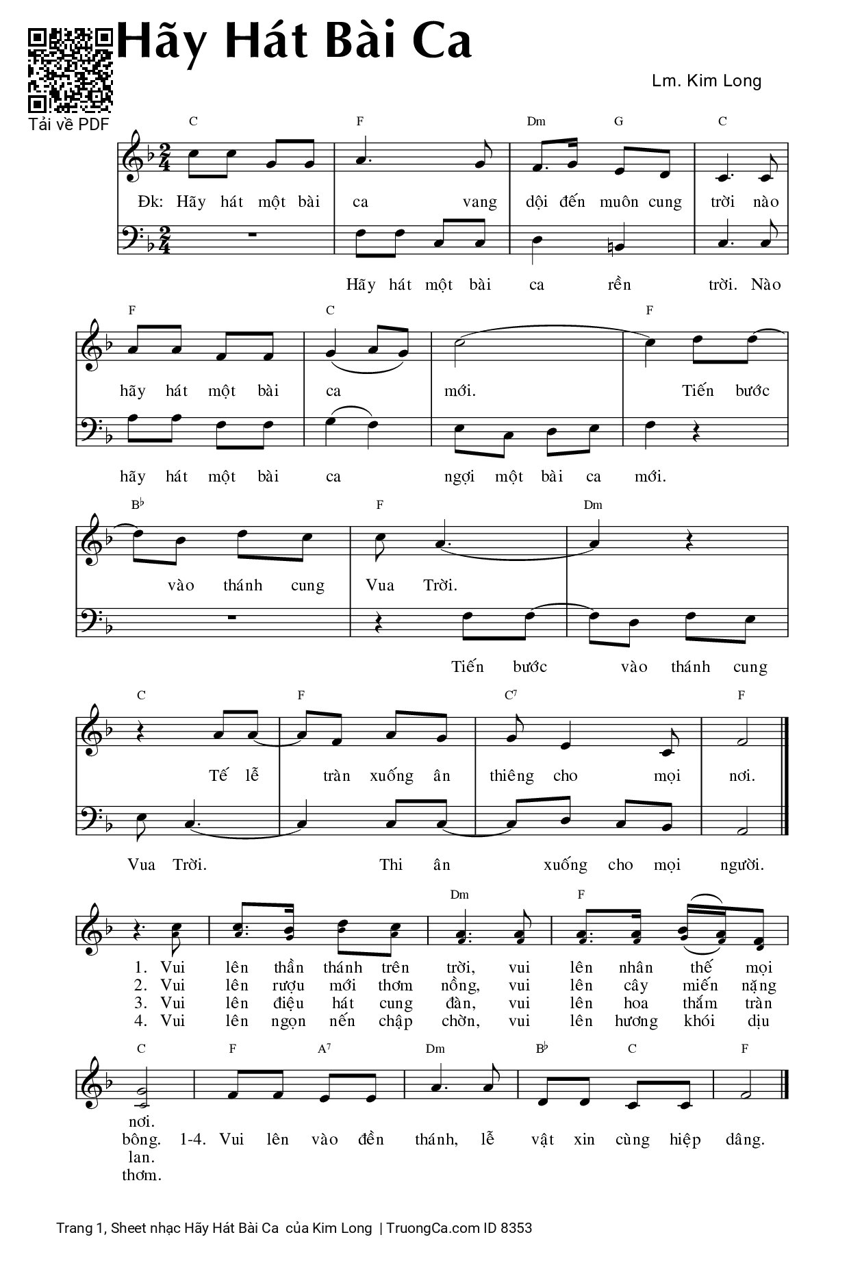 Sheet PDF of Hãy Hát Bài Ca 