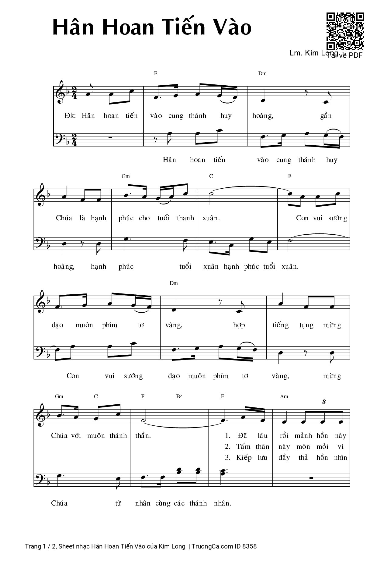 Sheet PDF of Hân Hoan Tiến Vào