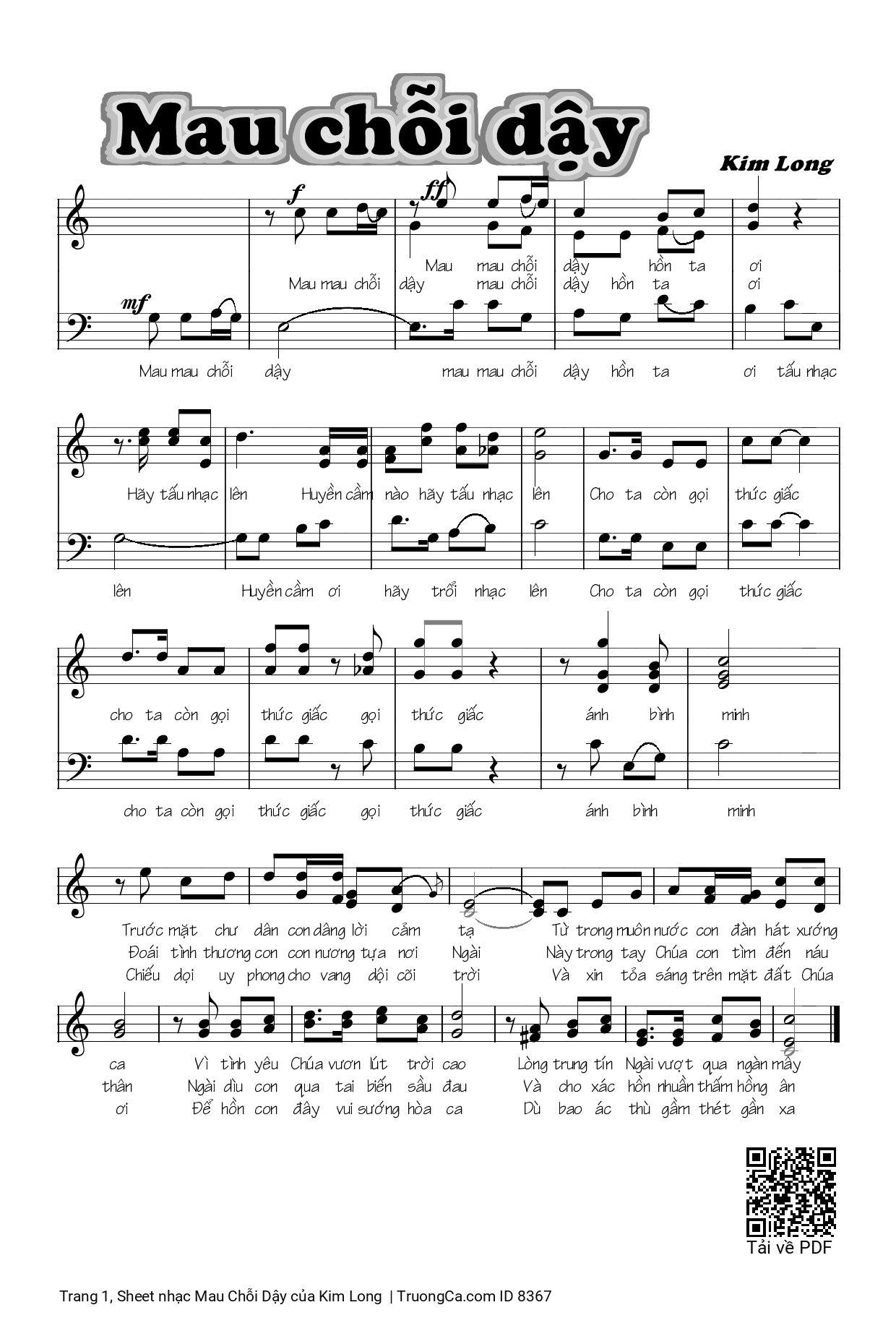 Sheet PDF of Mau Chỗi Dậy