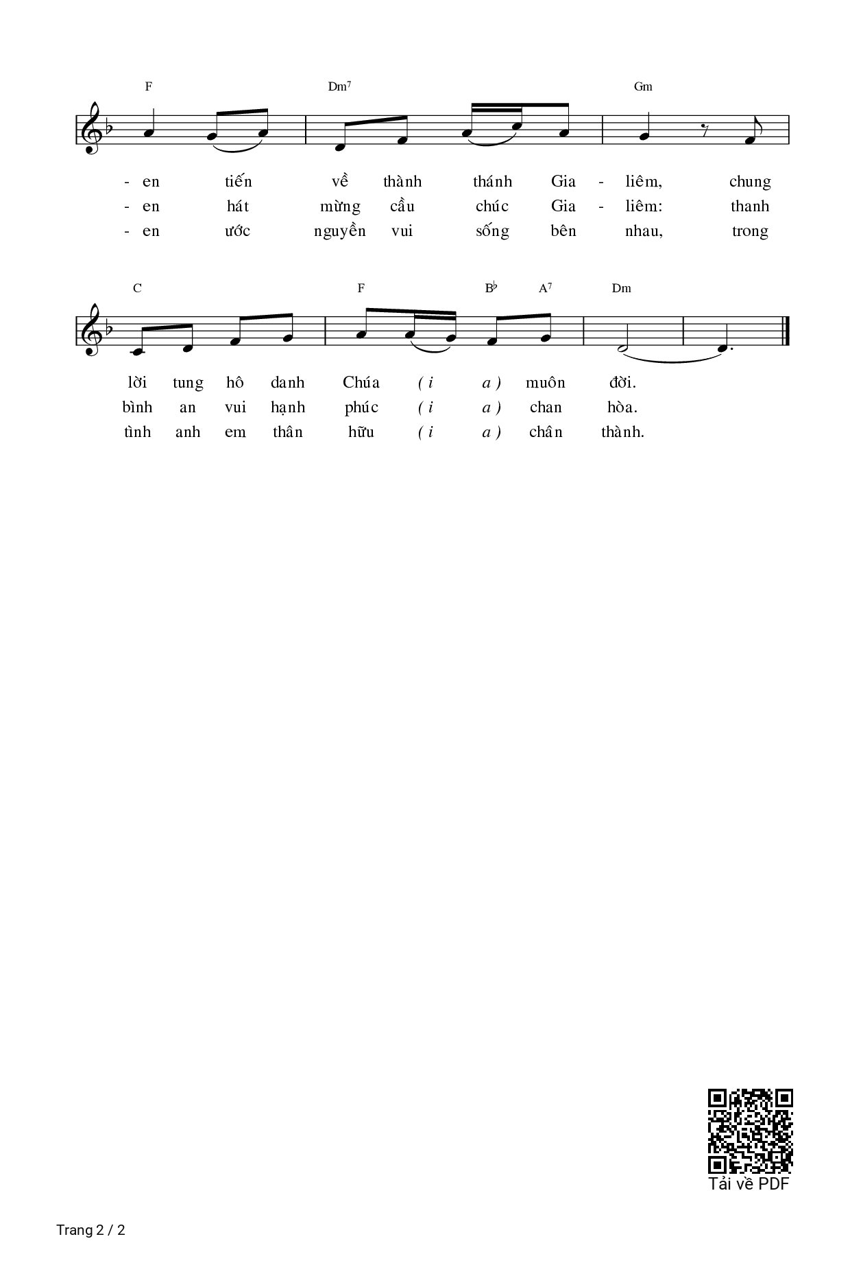 Page 2 of Sheet music PDF Ta Cùng Vui Lên - Kim Long