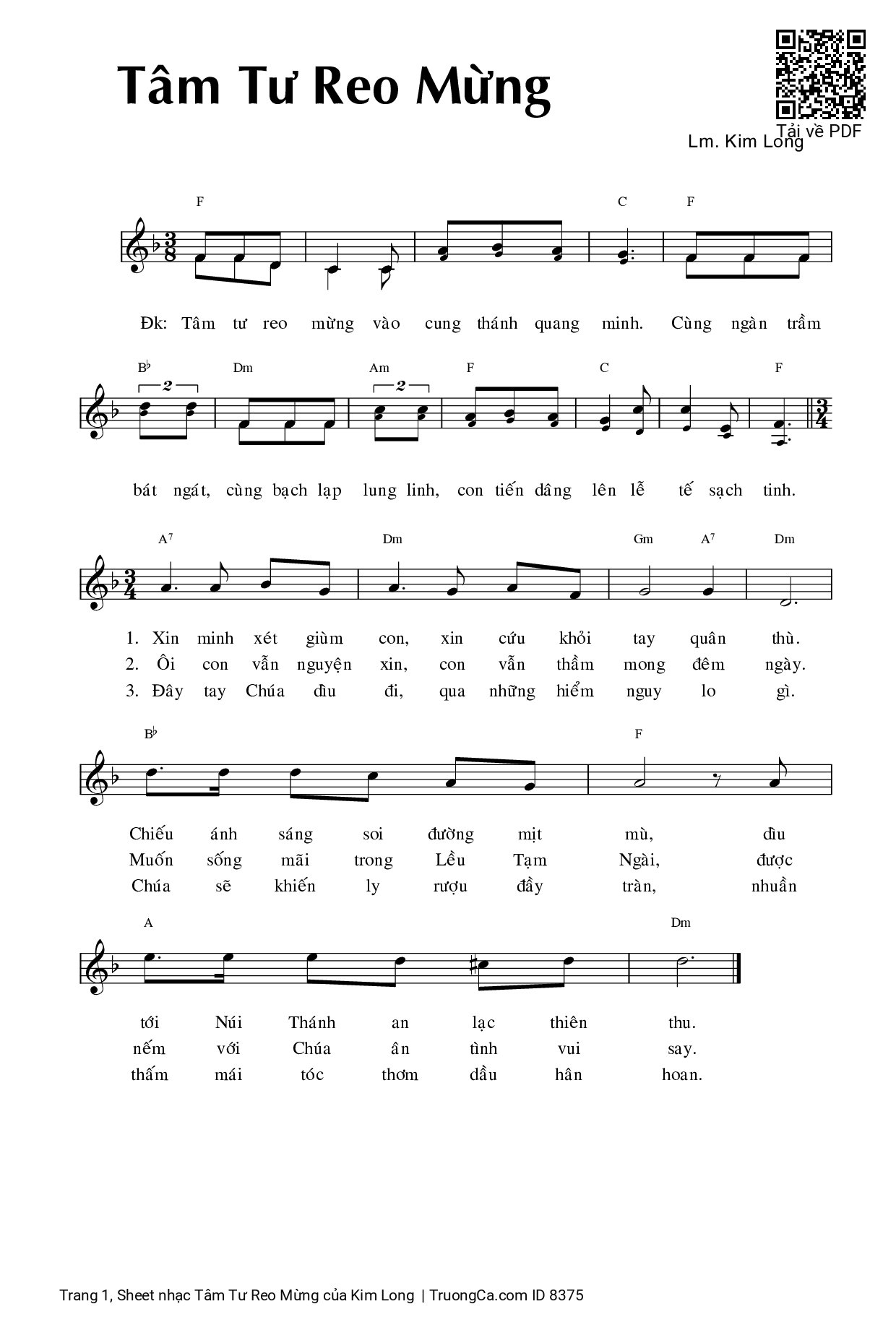 Sheet PDF of Tâm Tư Reo Mừng