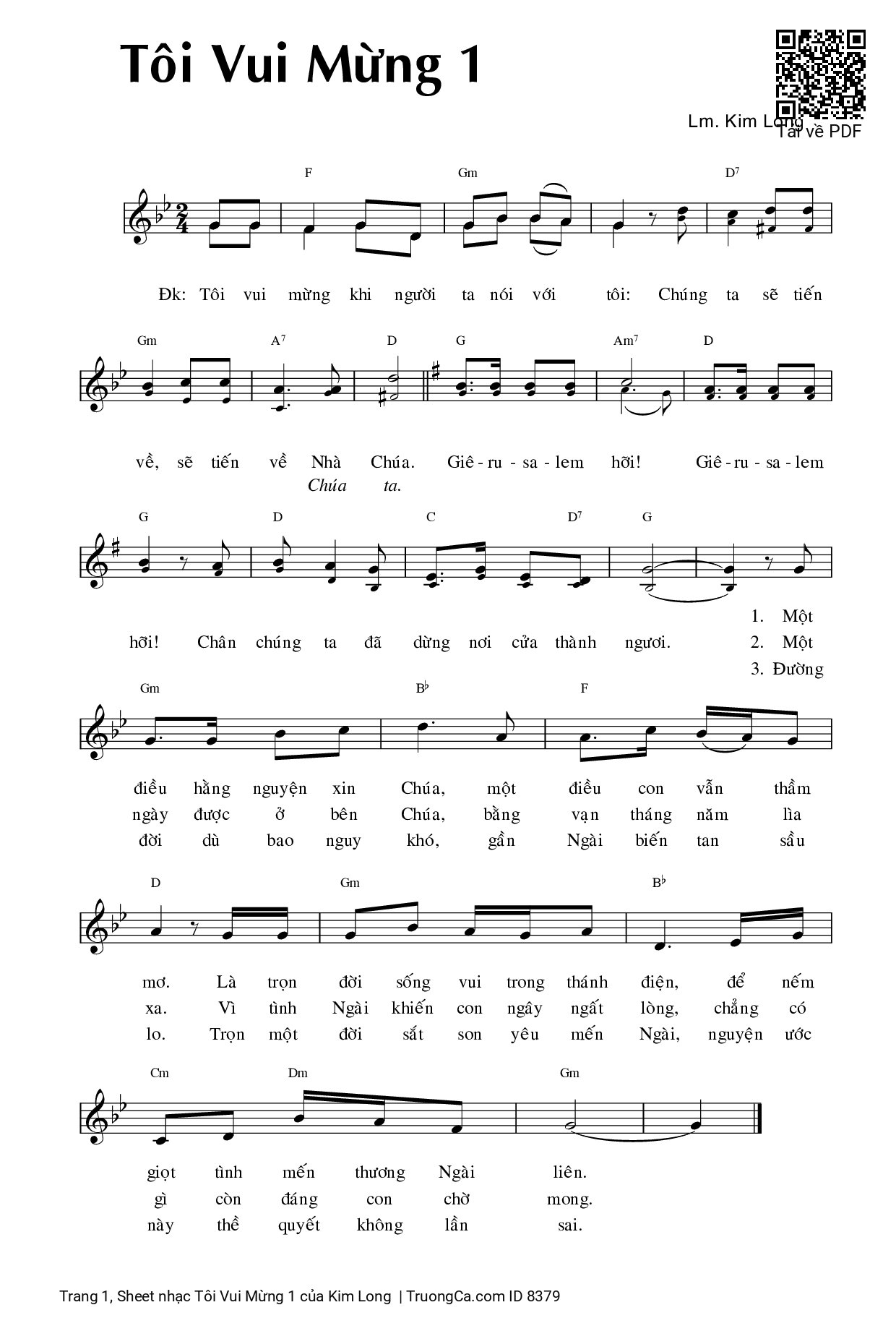 Sheet PDF of Tôi Vui Mừng 1