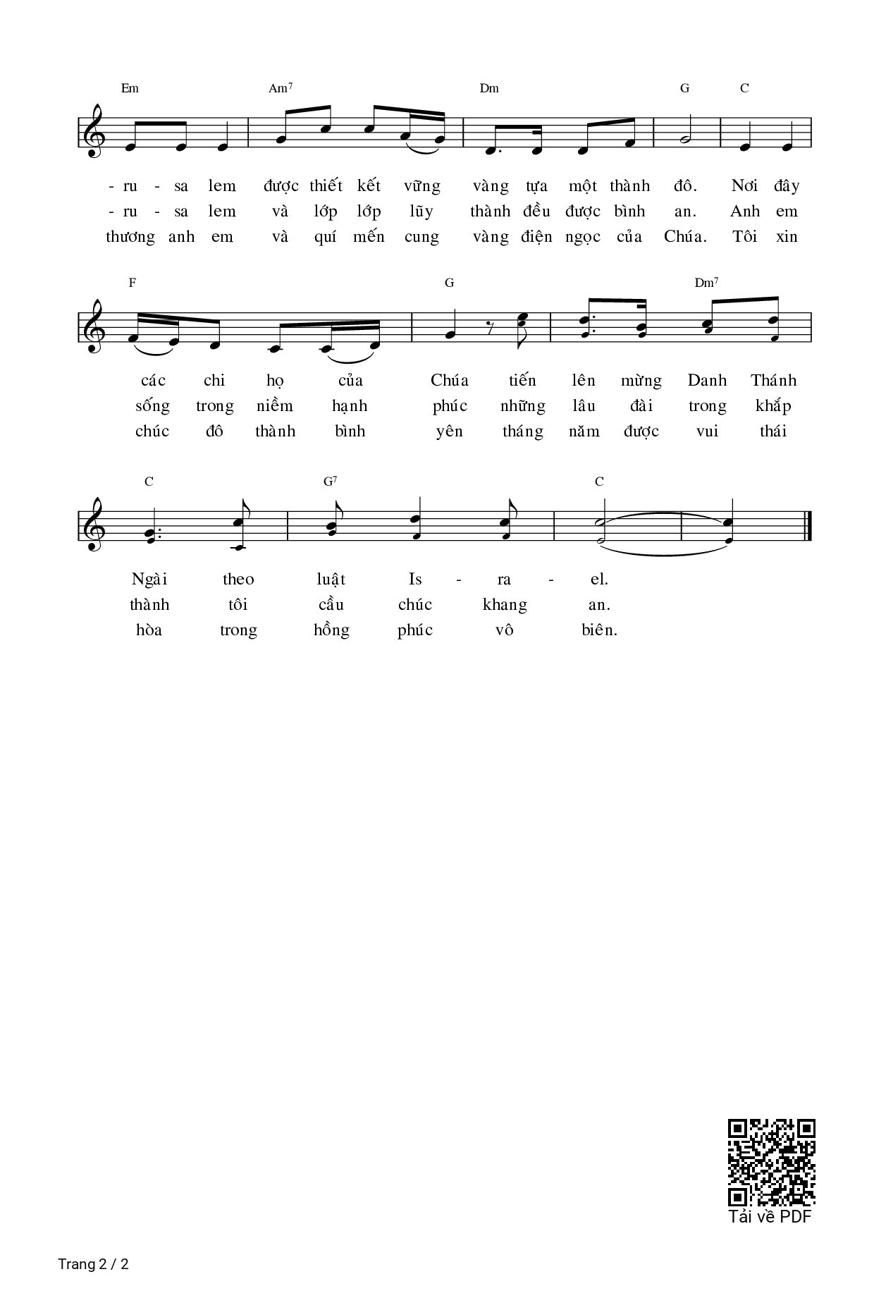Page 2 of Sheet music PDF Tôi Vui Mừng 2 - Kim Long