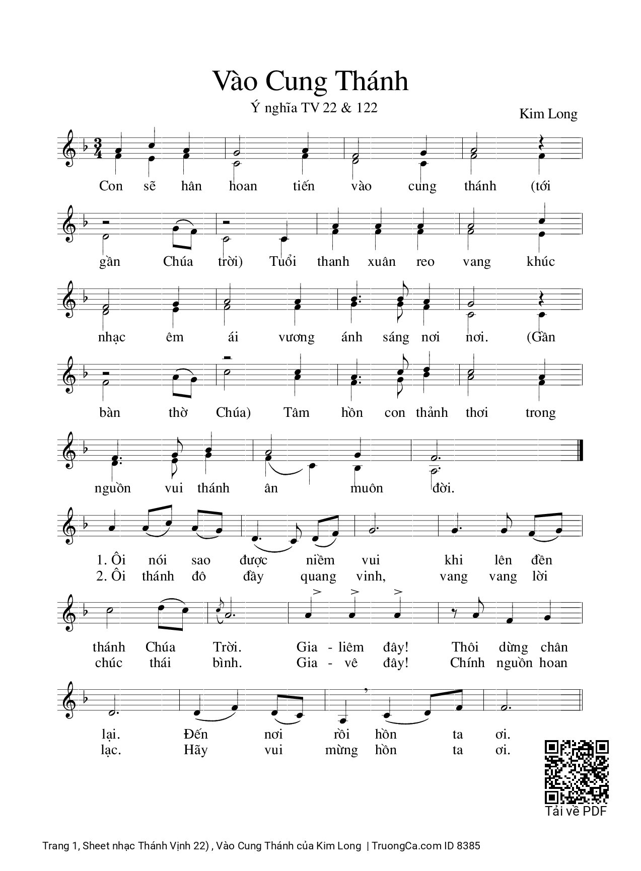 Sheet PDF of Thánh Vịnh 22) , Vào Cung Thánh