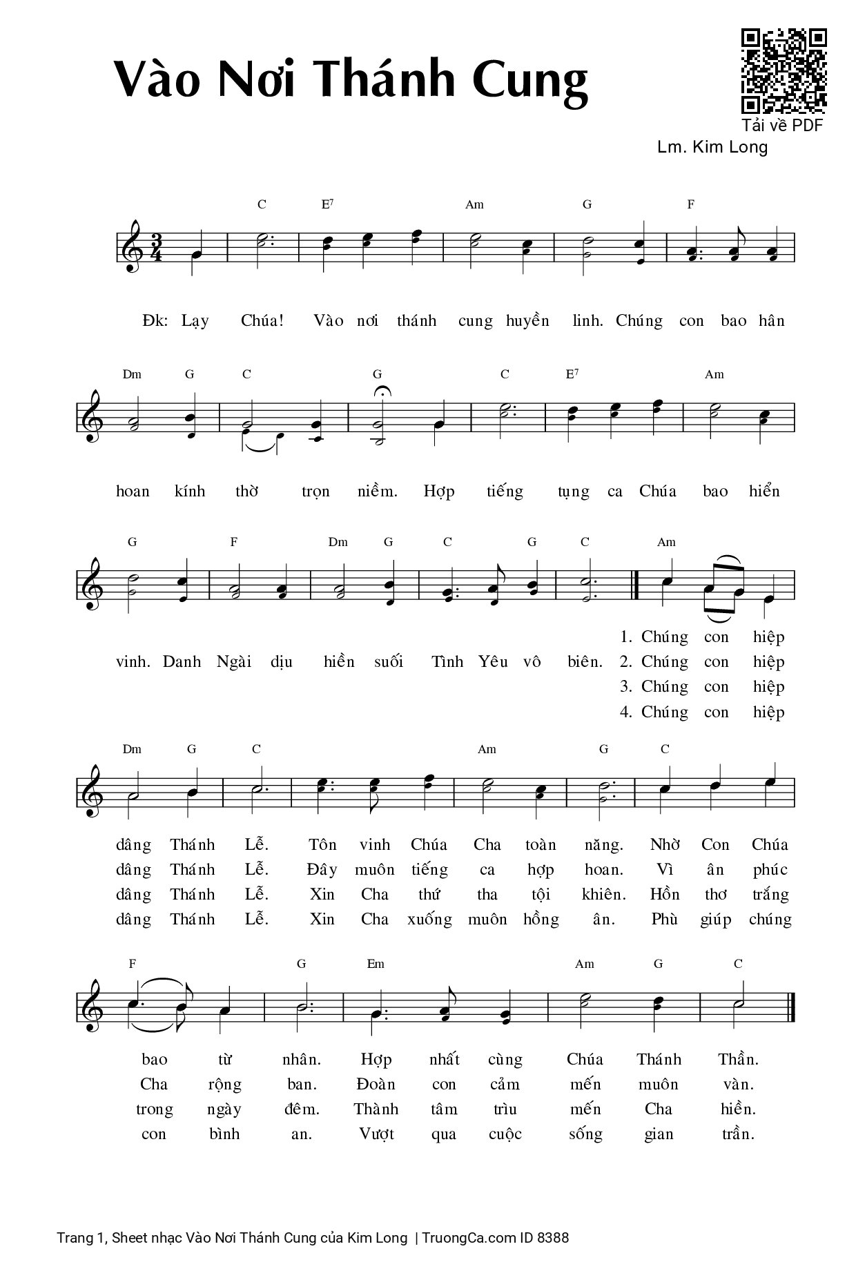 Sheet PDF of Vào Nơi Thánh Cung