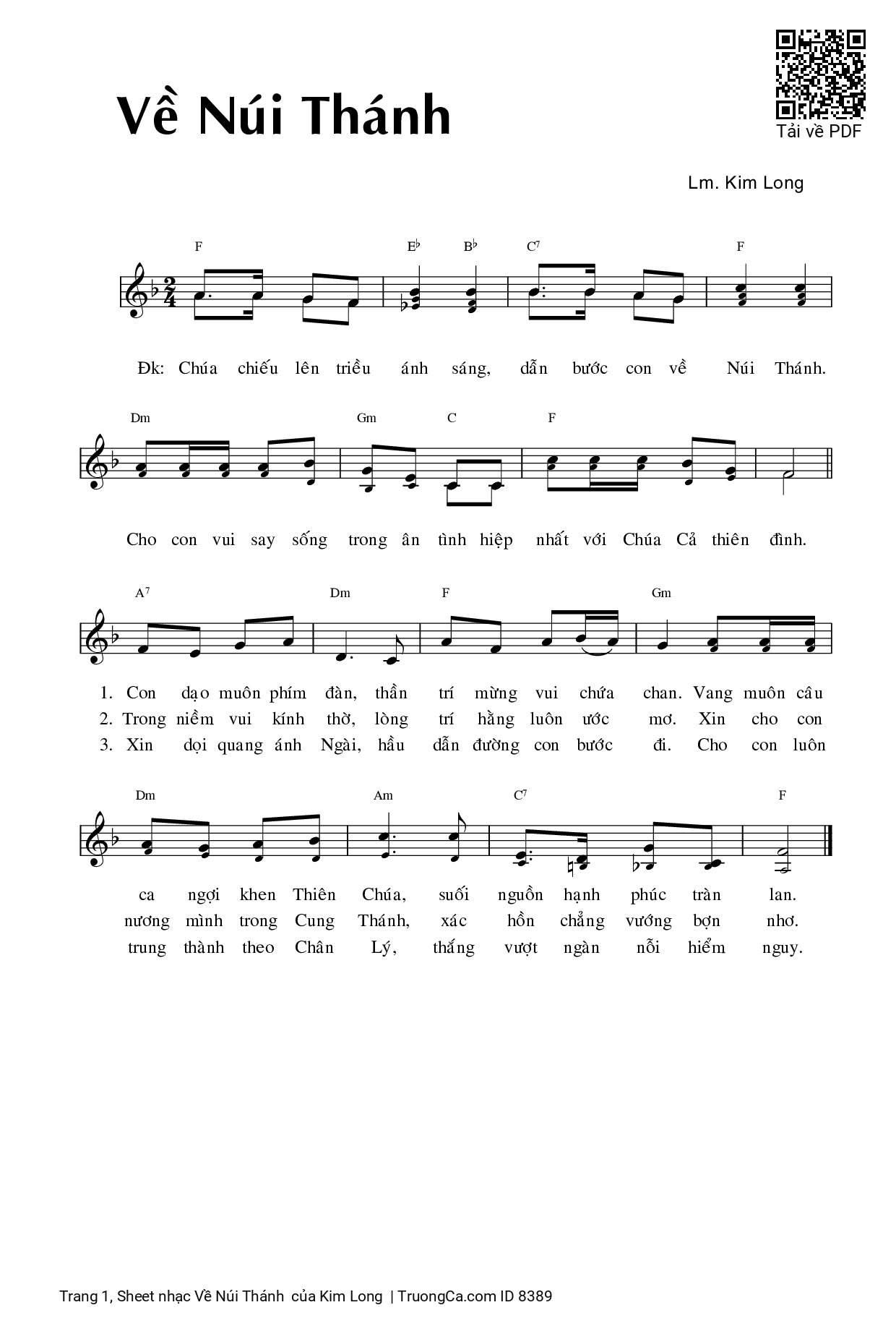 Sheet PDF of Về Núi Thánh 