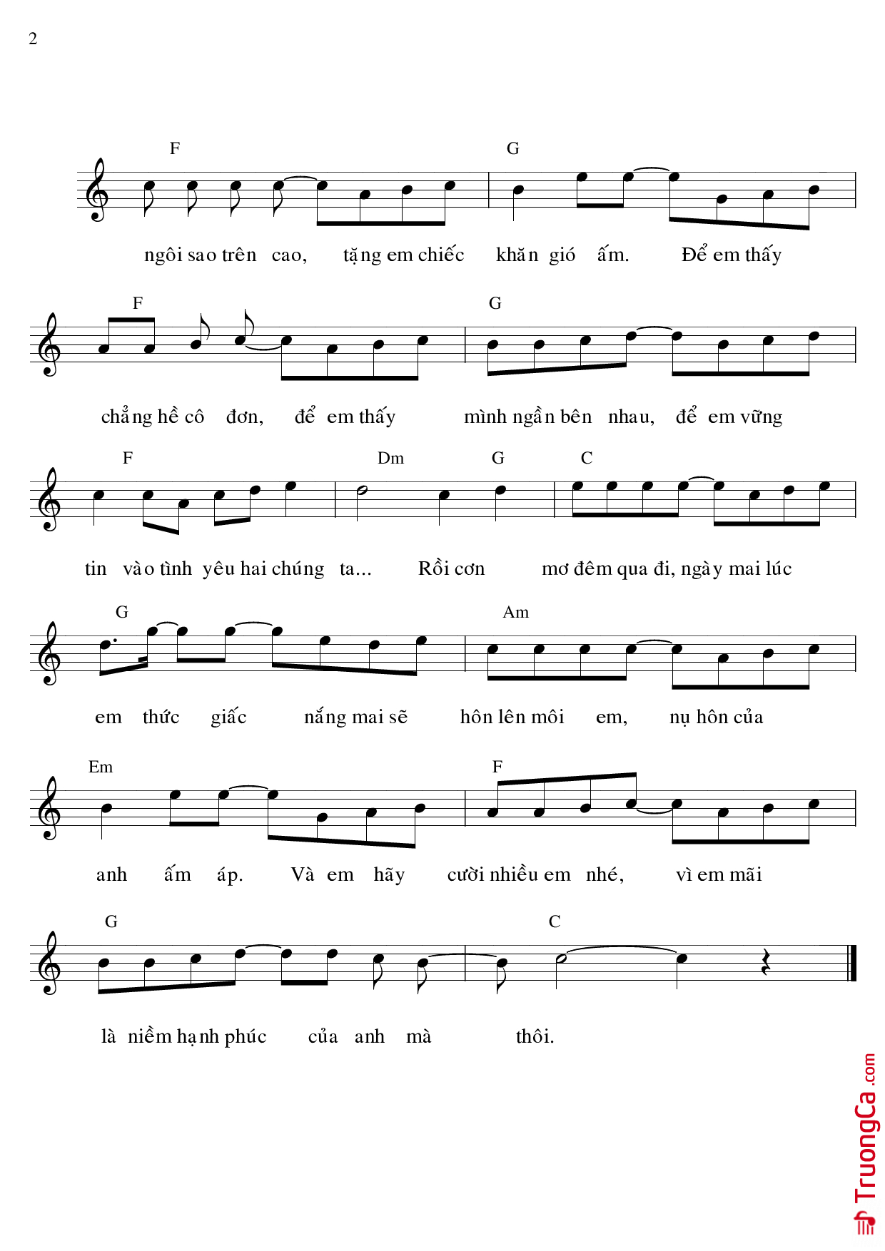 Page 2 of Sheet music PDF Chiếc khăn gió ấm - Nguyễn Văn Chung