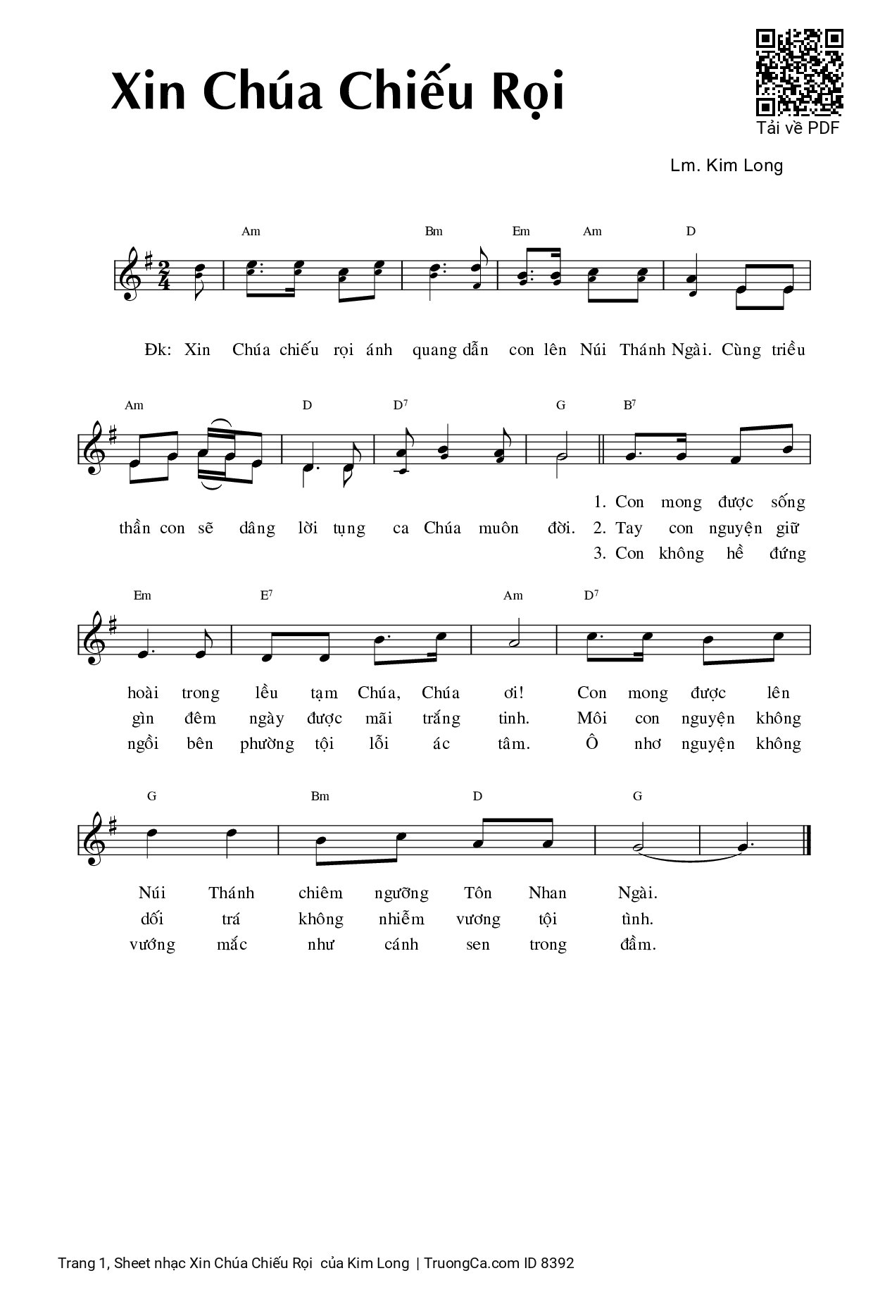 Sheet PDF of Xin Chúa Chiếu Rọi 