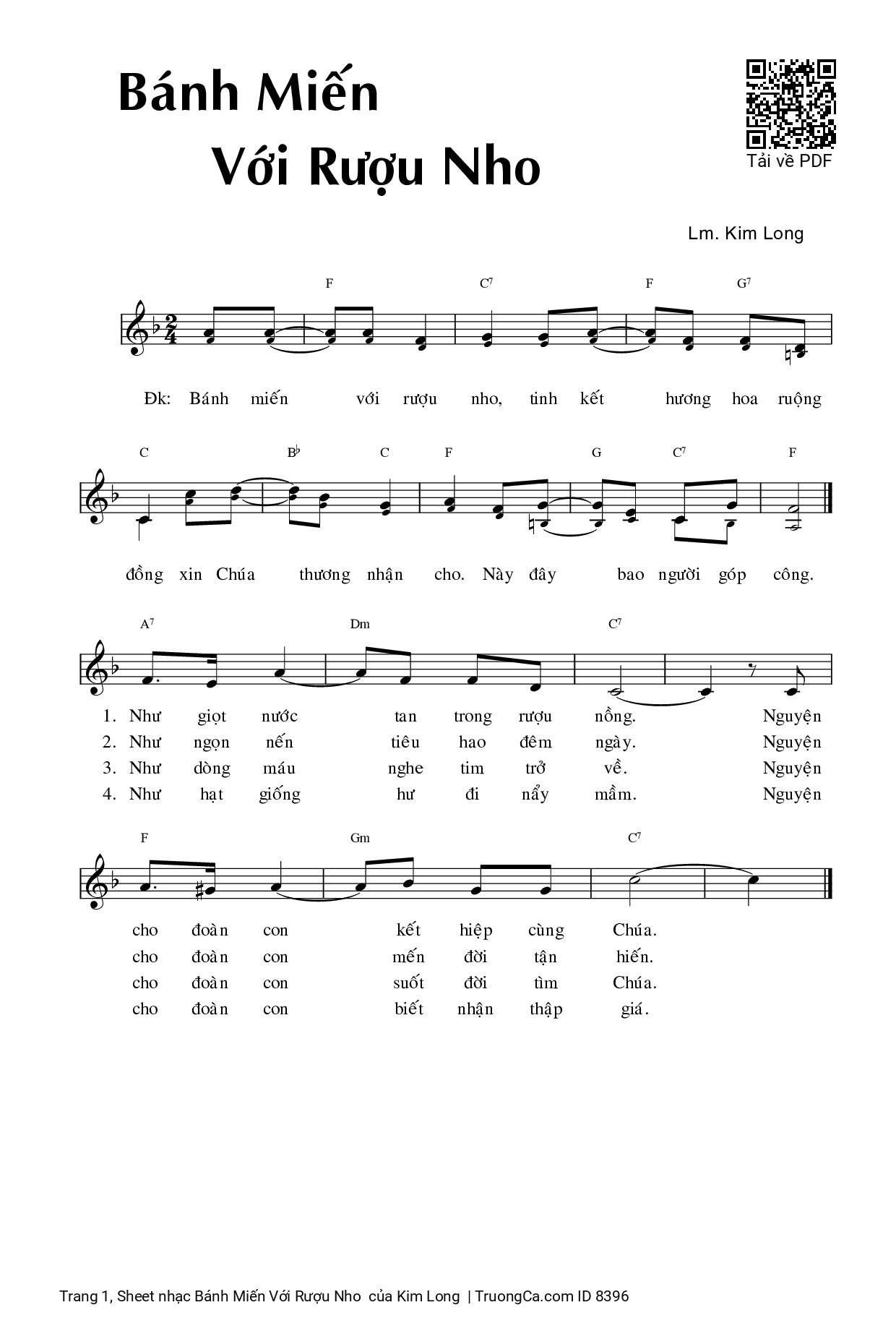 Sheet PDF of Bánh Miến Với Rượu Nho 