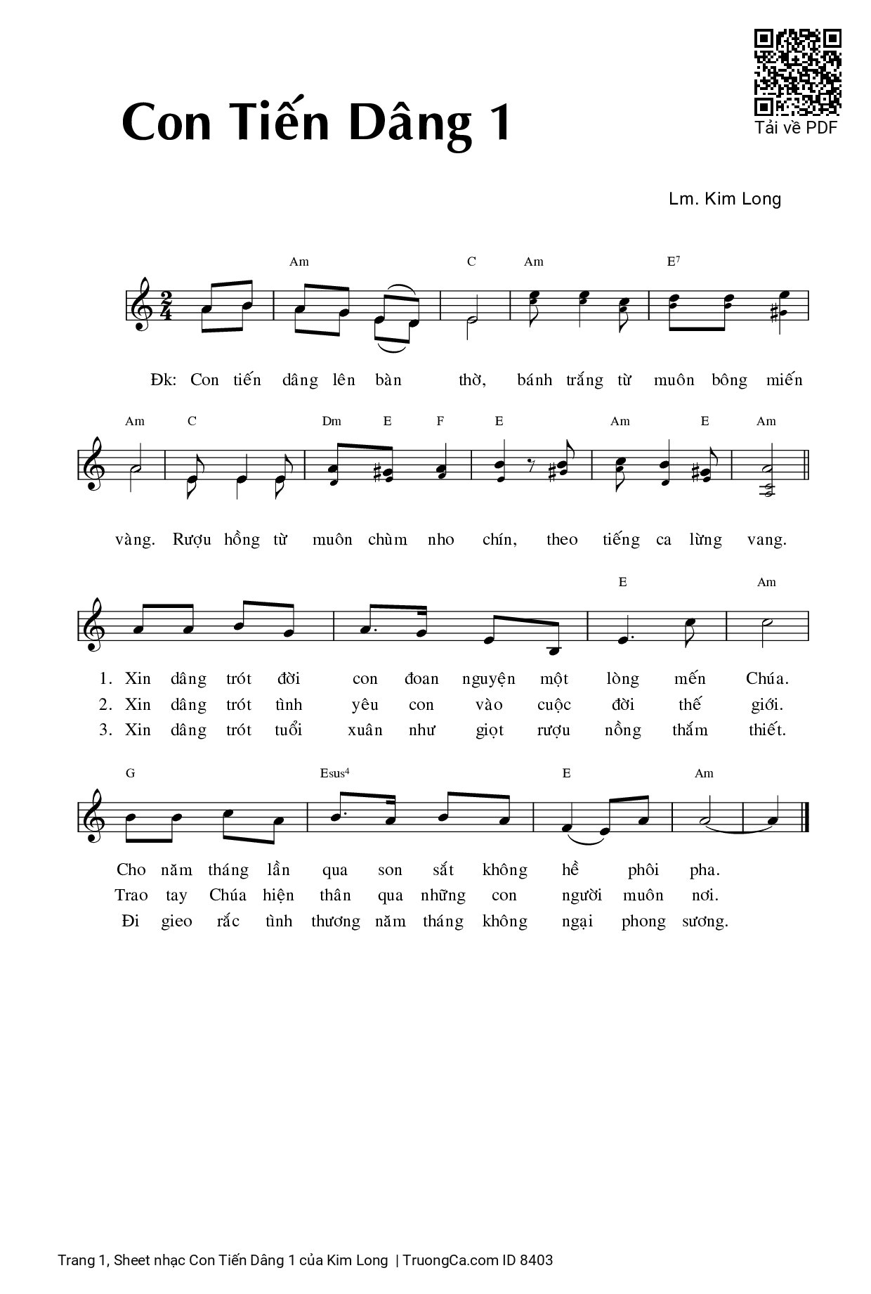 Sheet PDF of Con Tiến Dâng 1