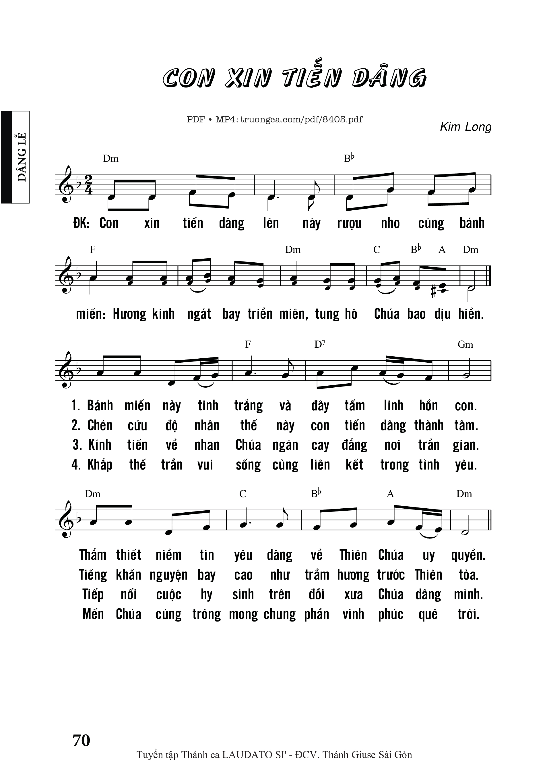 Sheet PDF of Con Xin Tiến Dâng