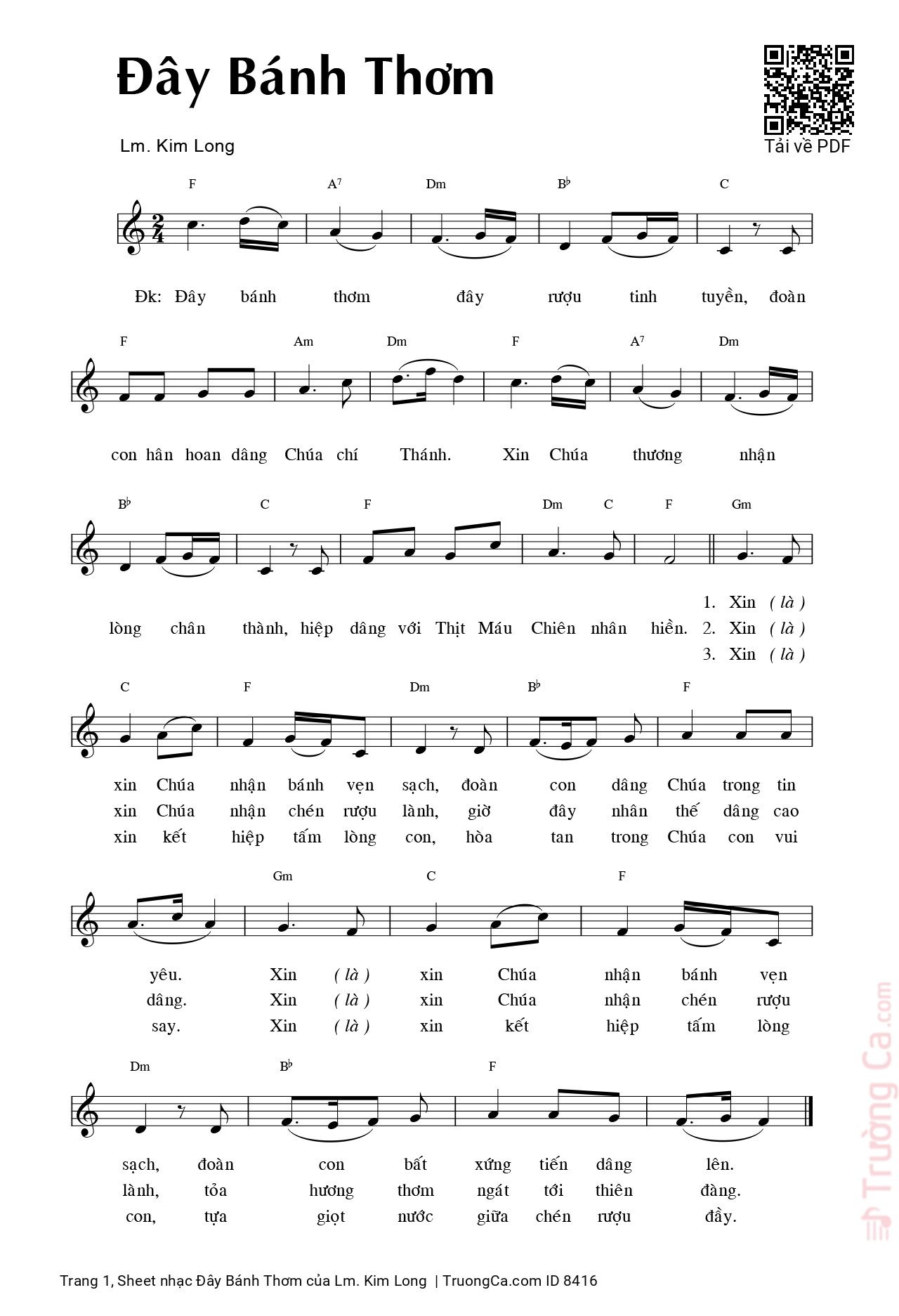 Sheet PDF of Đây Bánh Thơm