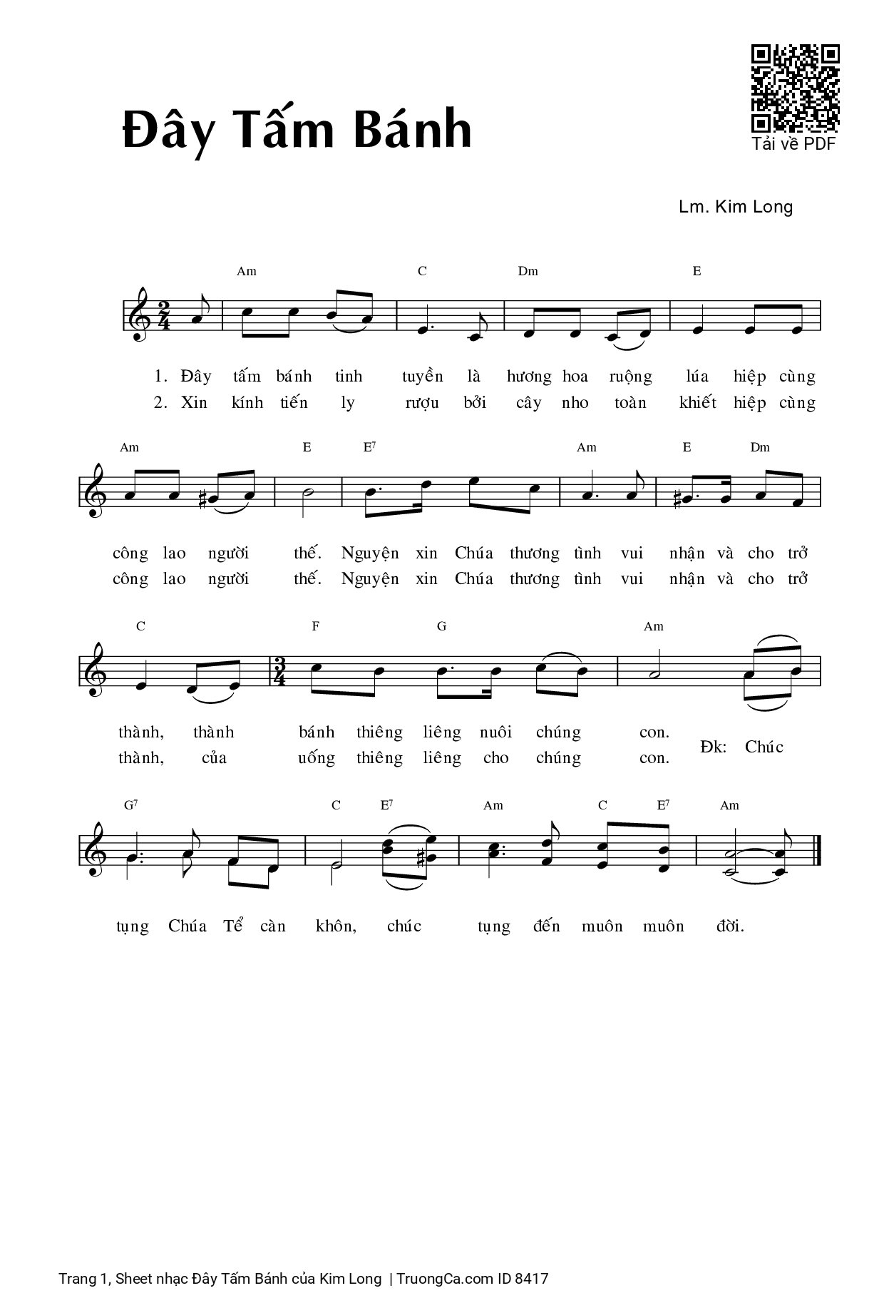 Sheet PDF of Đây Tấm Bánh