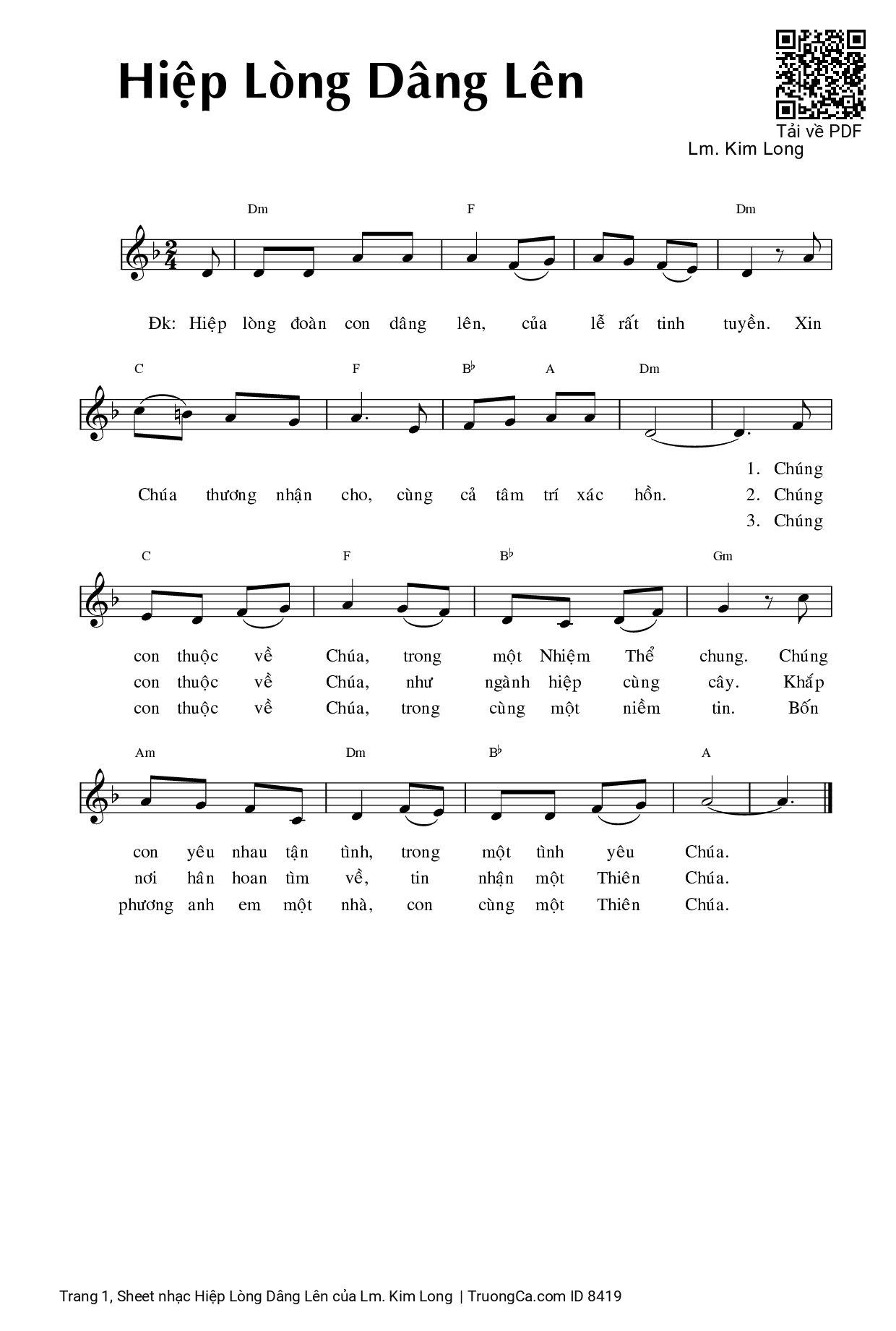 Sheet PDF of Hiệp Lòng Dâng Lên