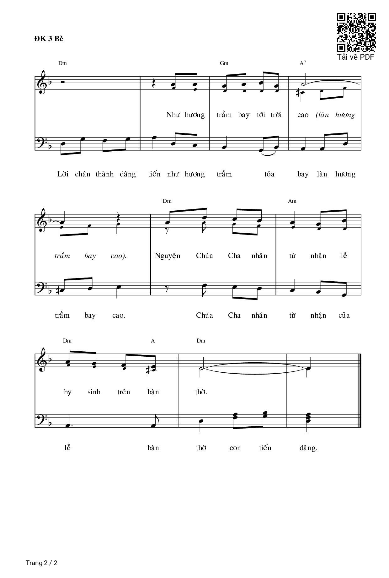 Page 2 of Sheet music PDF Lời Chân Thành - Kim Long