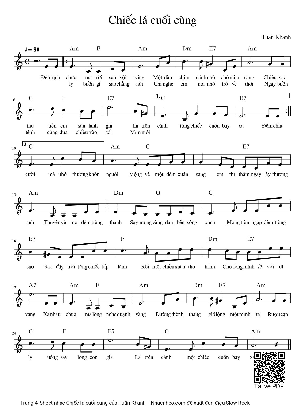 Page 4 of Sheet music PDF Chiếc lá cuối cùng - Tuấn Khanh