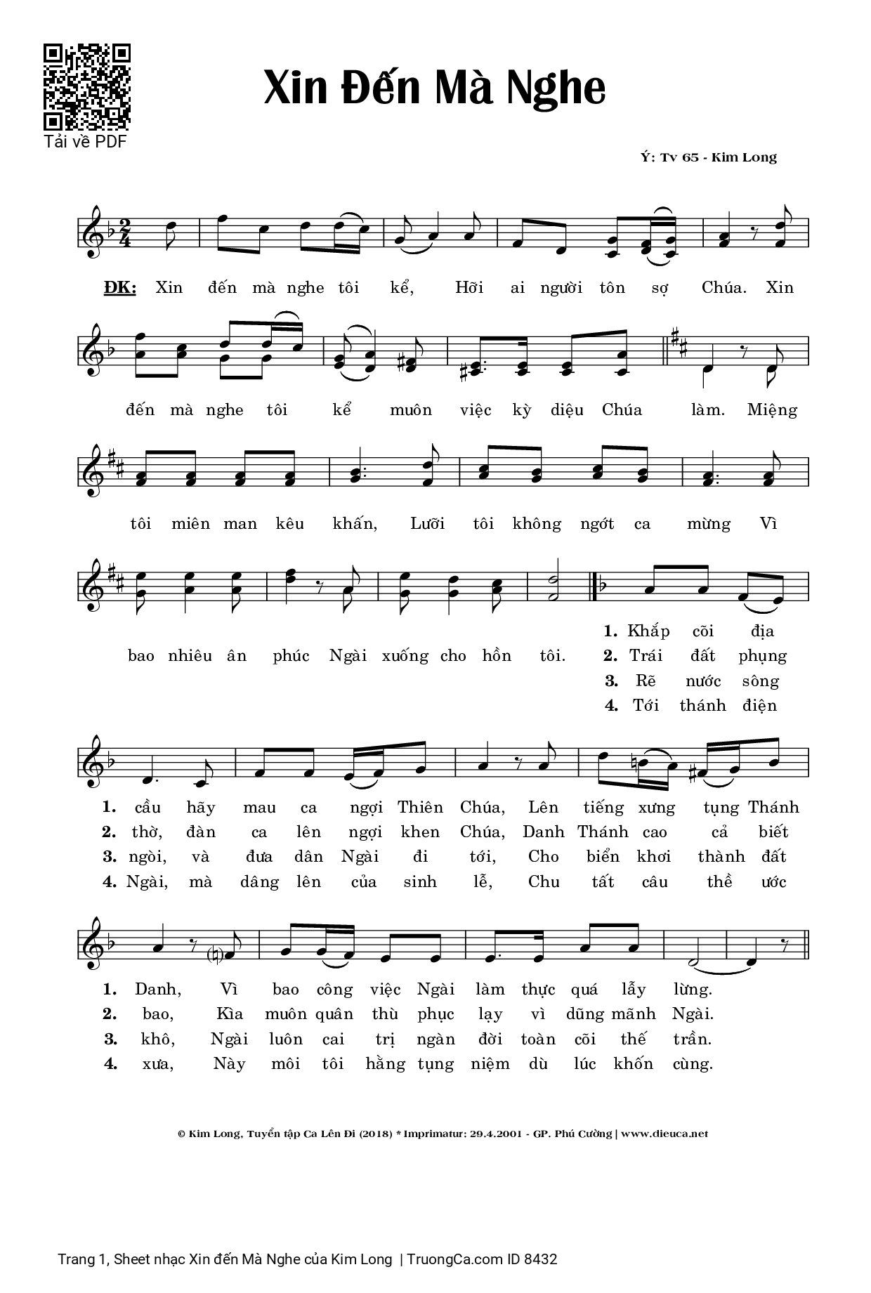 Sheet PDF of Xin đến Mà Nghe