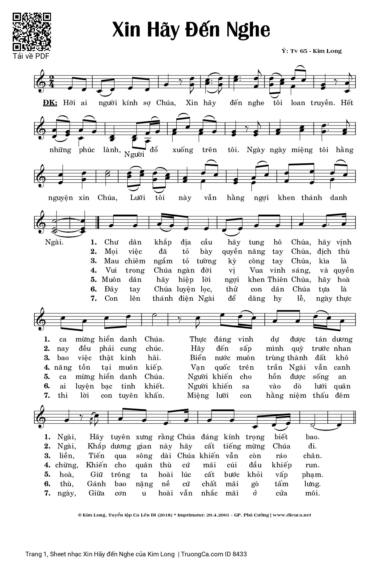 Sheet PDF of Xin Hãy đến Nghe