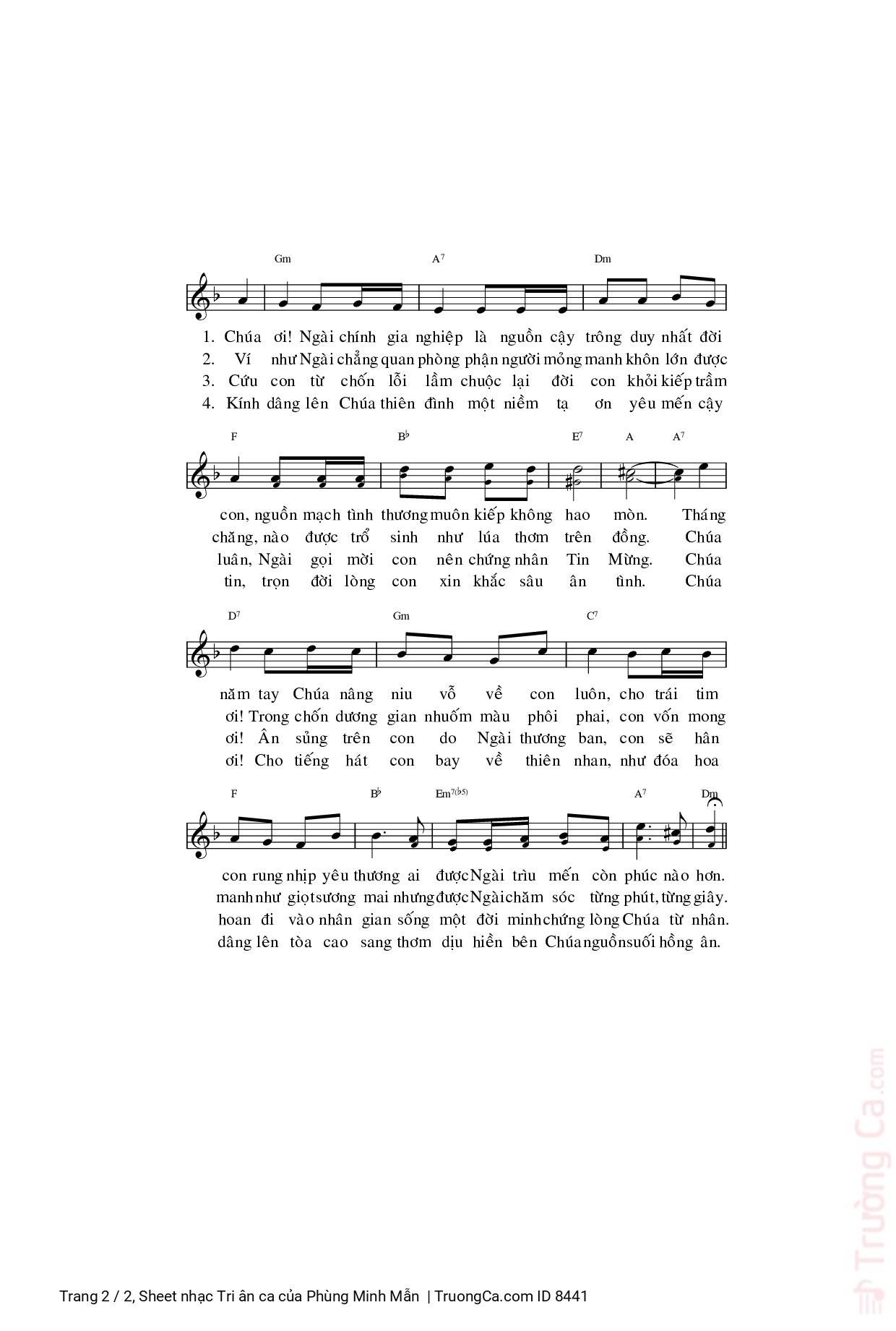 Cảm tạ Chúa Thiên Chúa nhân từ dạt dào tình thương mến thiết tha vô bờ, Trang 2