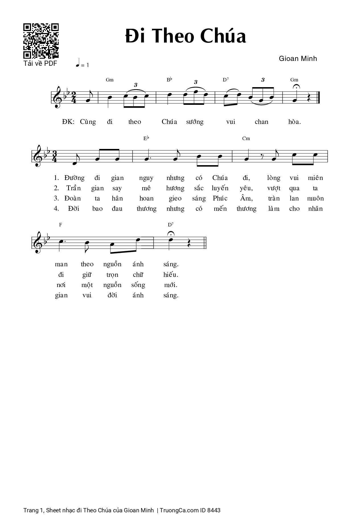 Page 1 of Sheet music PDF đi Theo Chúa - Gioan Minh