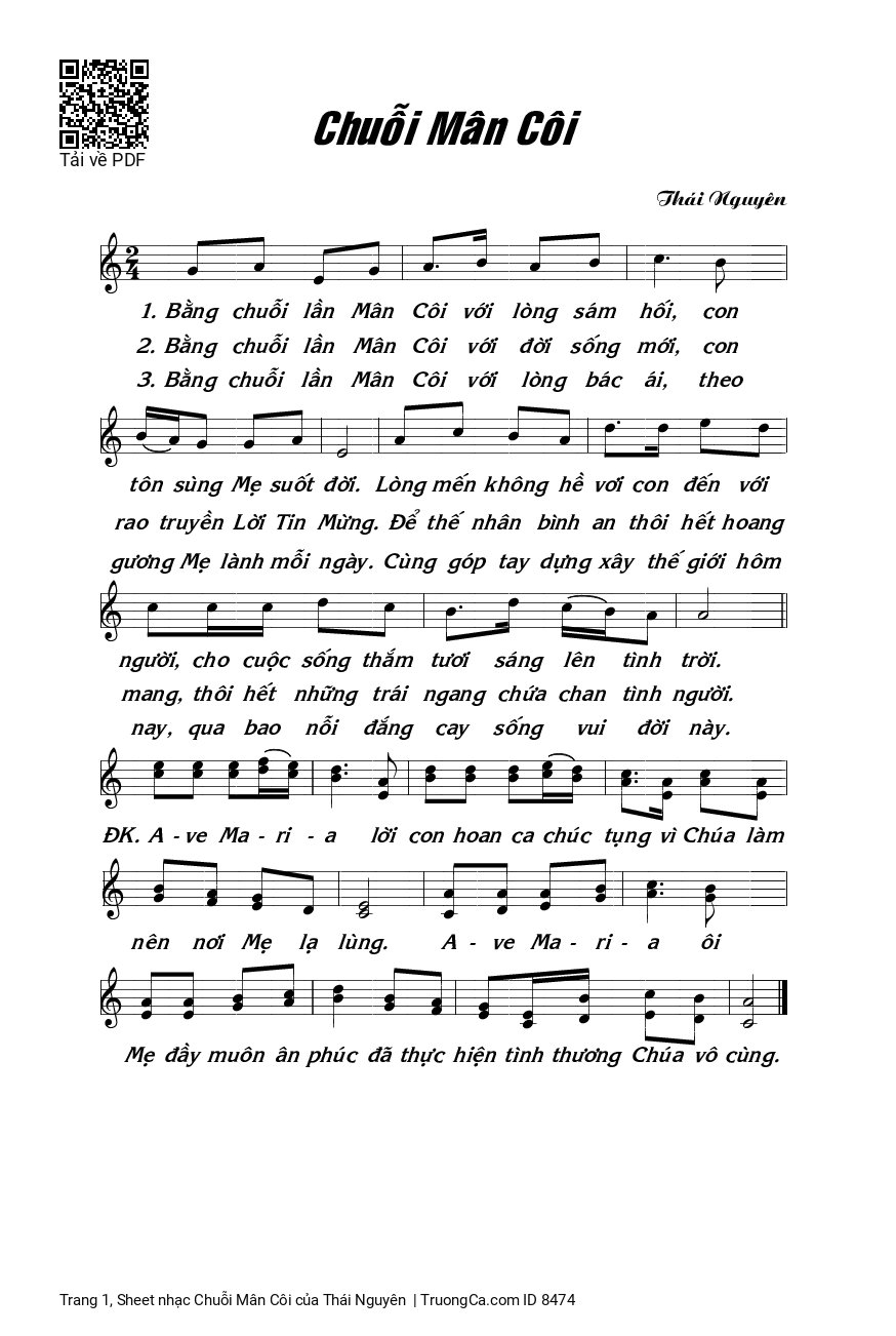 Sheet PDF of Chuỗi Mân Côi
