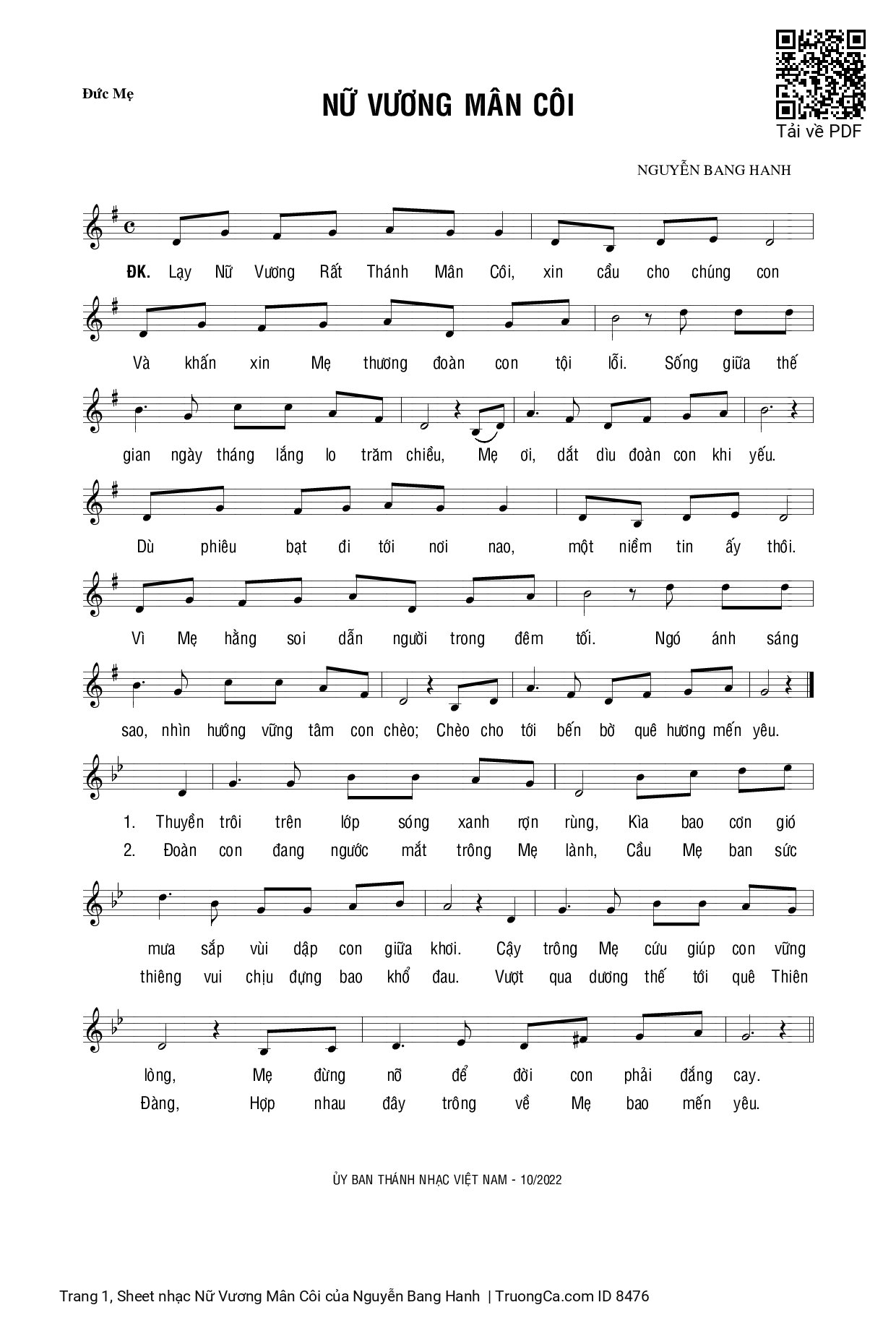 Sheet PDF of Nữ Vương Mân Côi